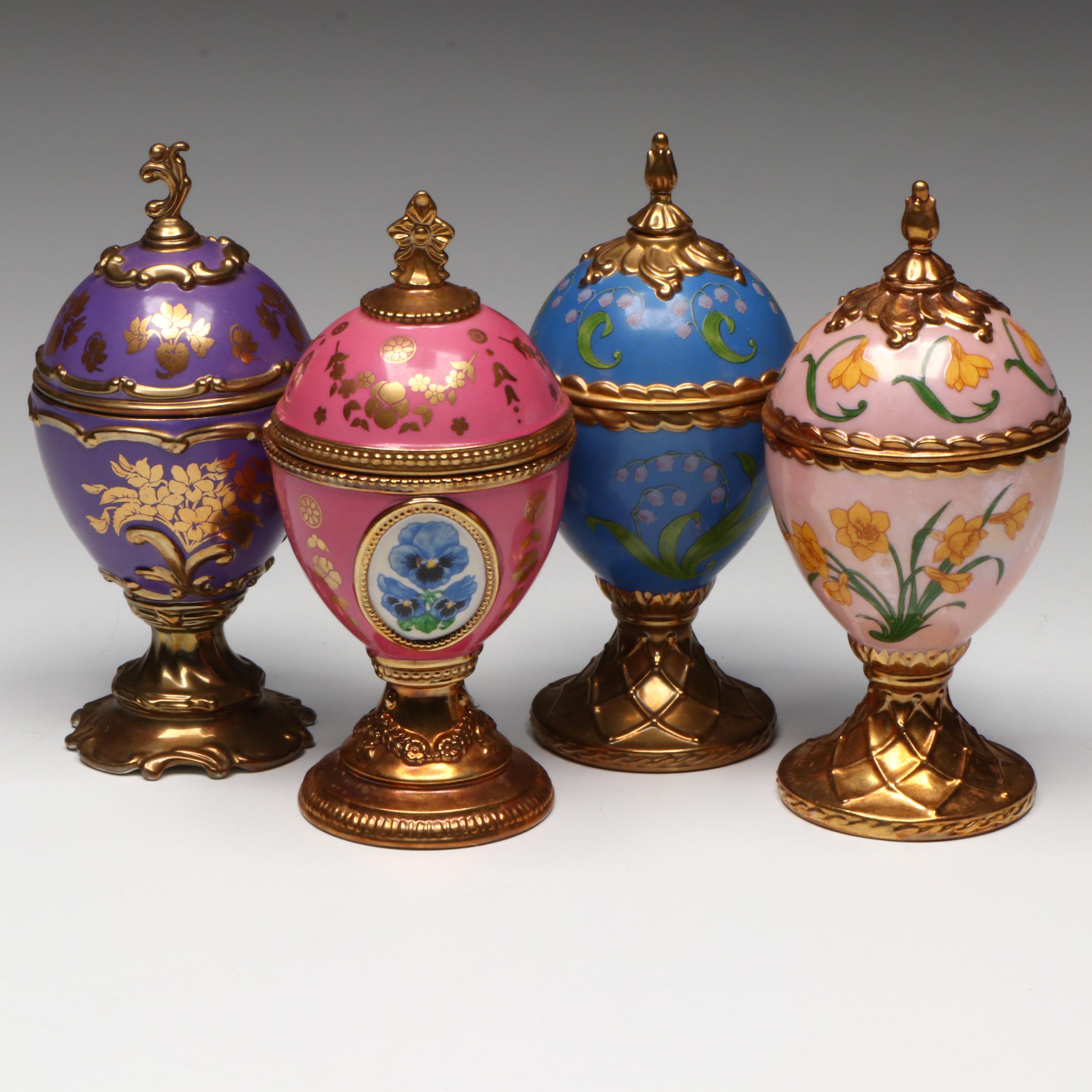 House of Fabergé "Pansy," "Narcissus," and More Porcelain Musical Eggs
