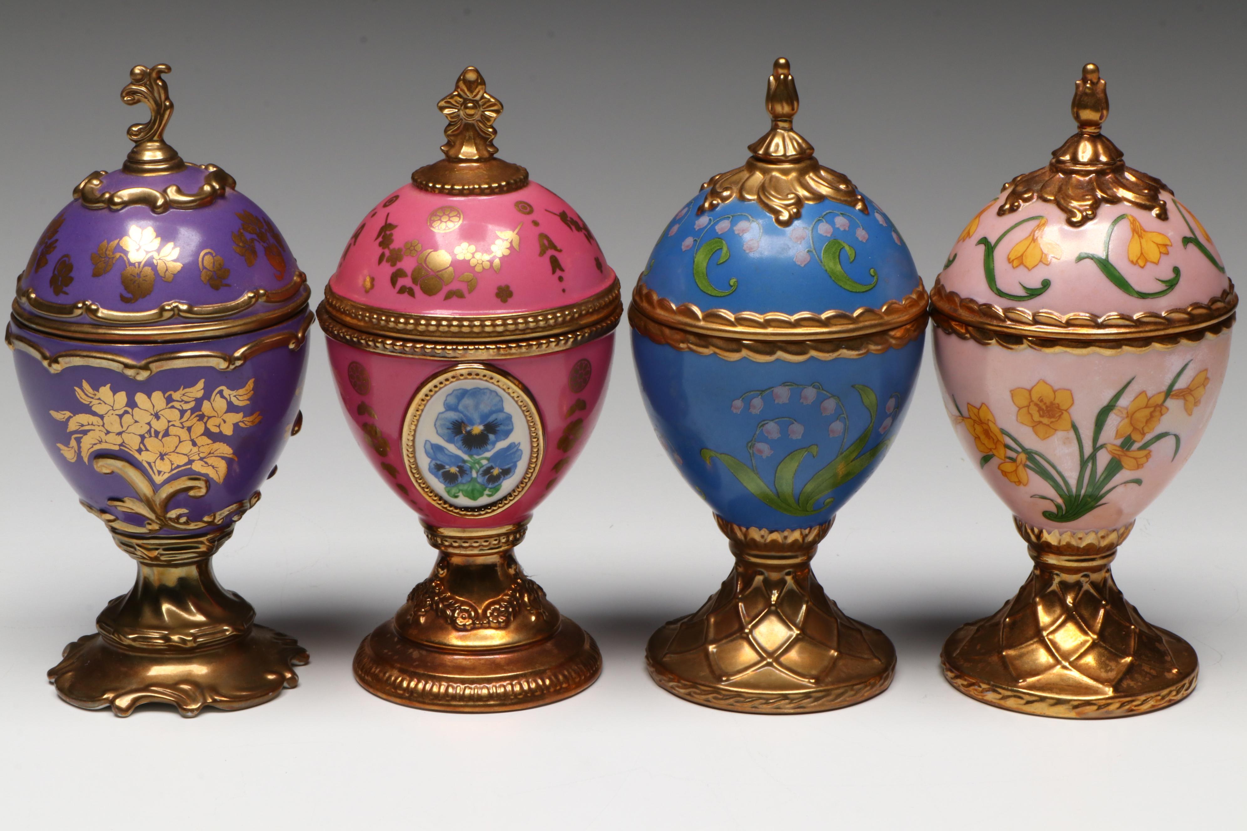 House of Fabergé "Pansy," "Narcissus," and More Porcelain Musical Eggs