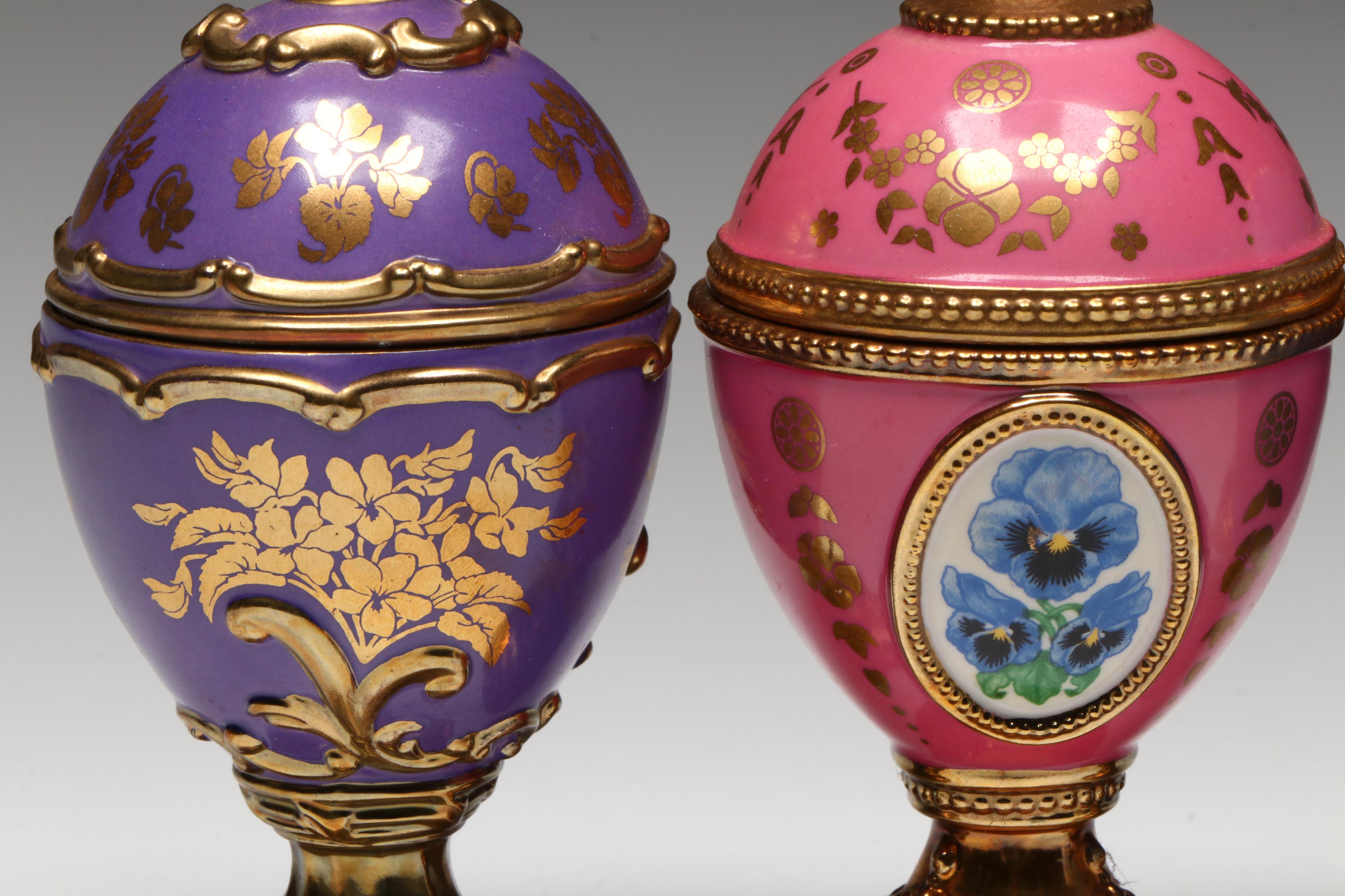 House of Fabergé "Pansy," "Narcissus," and More Porcelain Musical Eggs