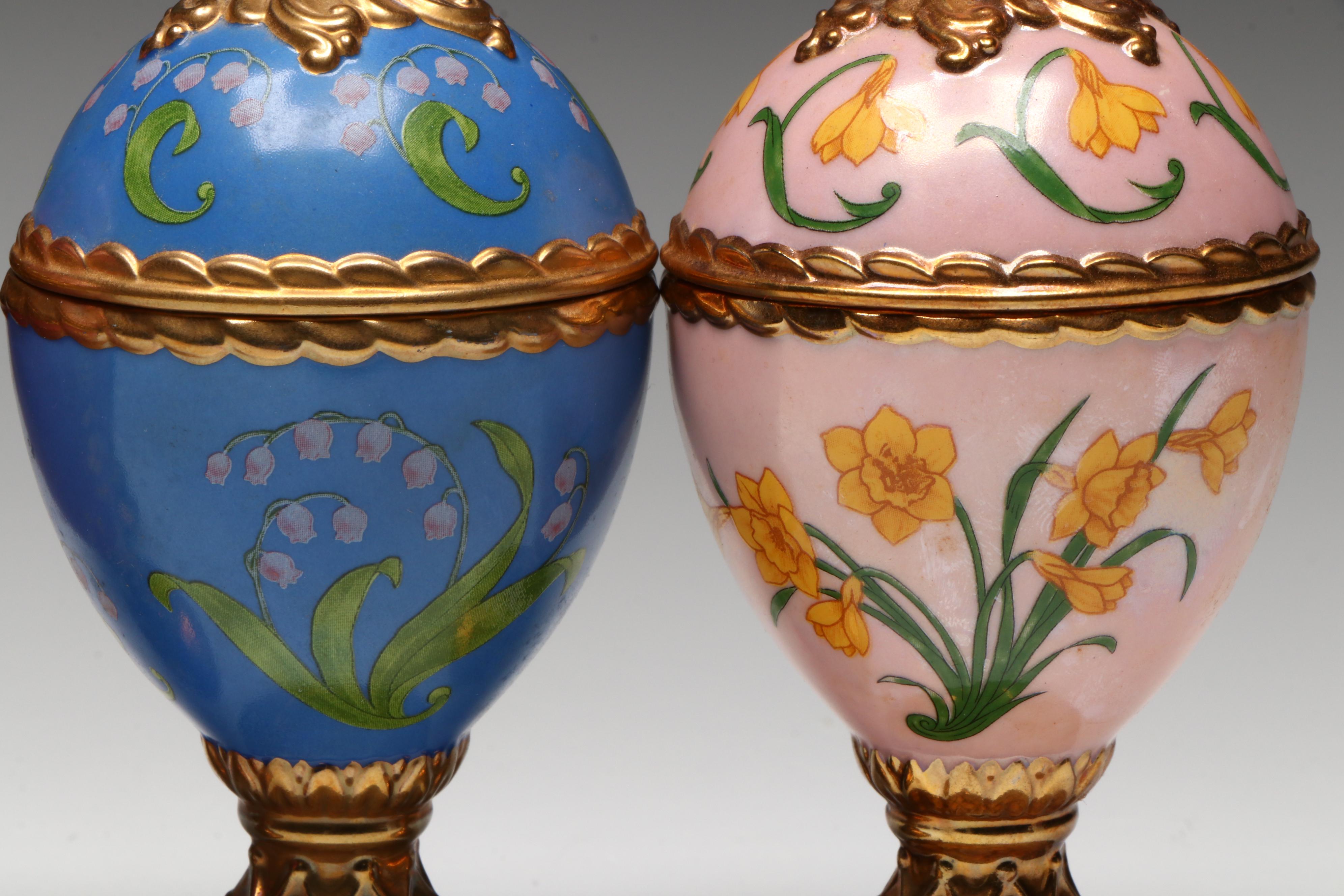 House of Fabergé "Pansy," "Narcissus," and More Porcelain Musical Eggs