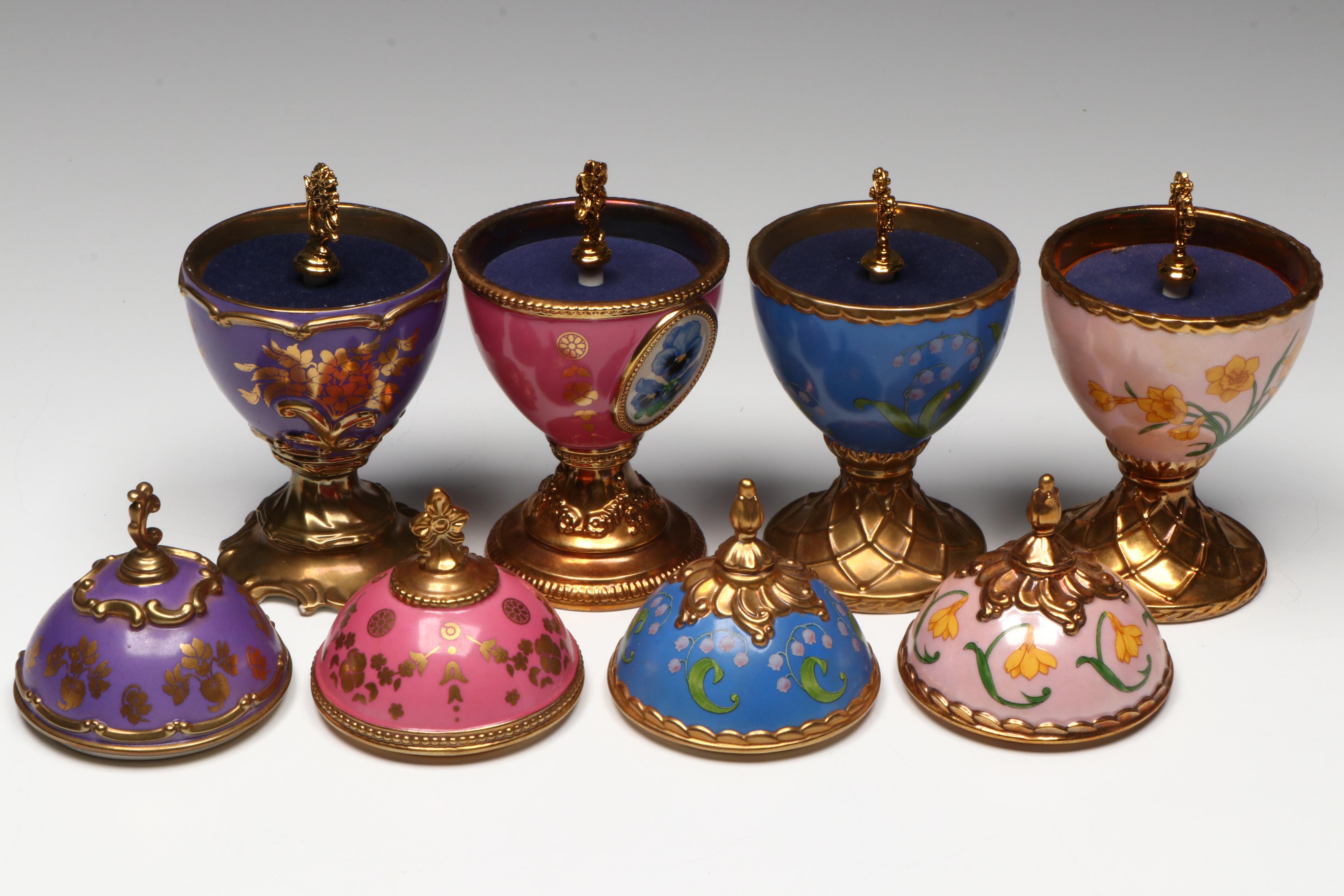 House of Fabergé "Pansy," "Narcissus," and More Porcelain Musical Eggs