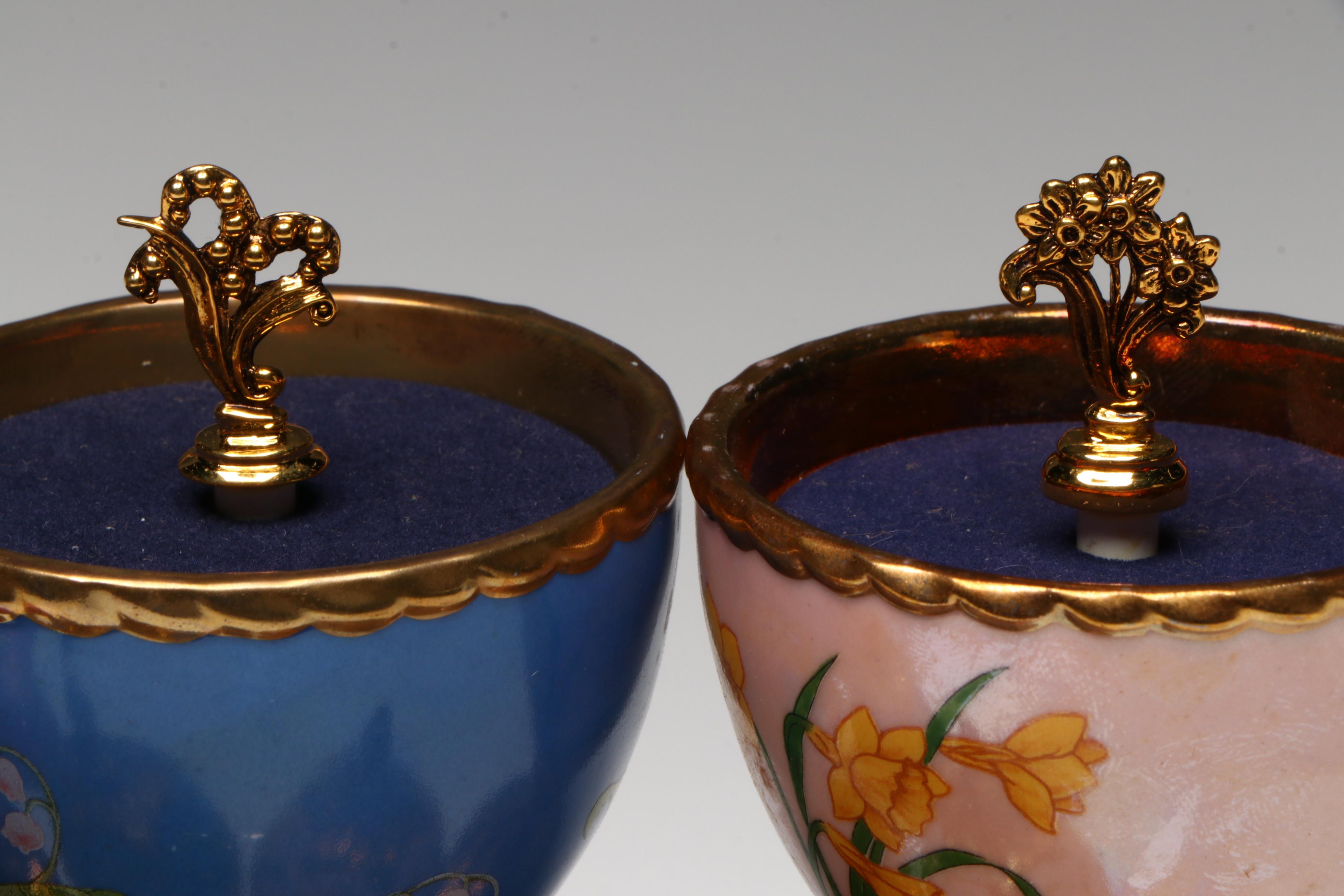House of Fabergé "Pansy," "Narcissus," and More Porcelain Musical Eggs