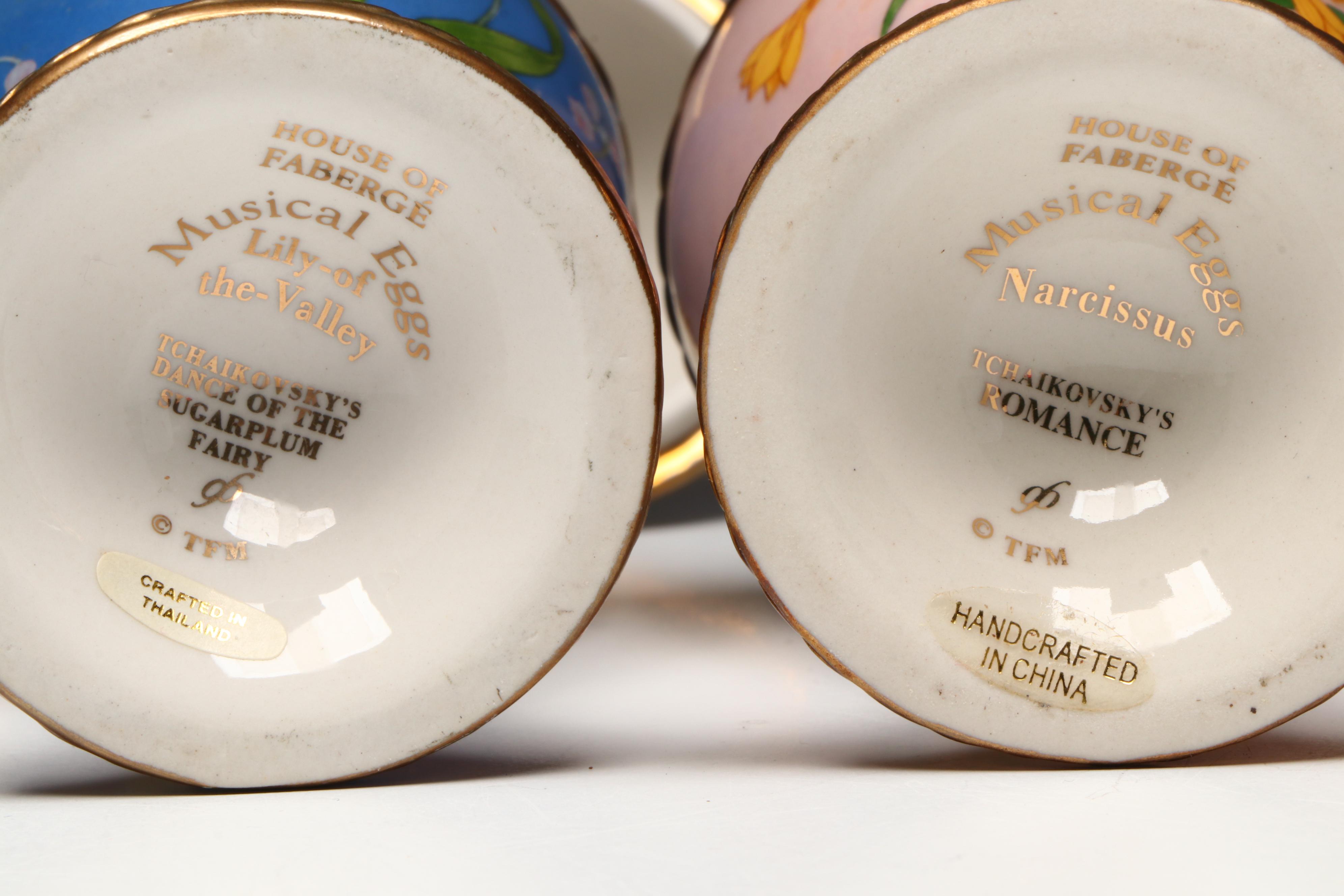 House of Fabergé "Pansy," "Narcissus," and More Porcelain Musical Eggs