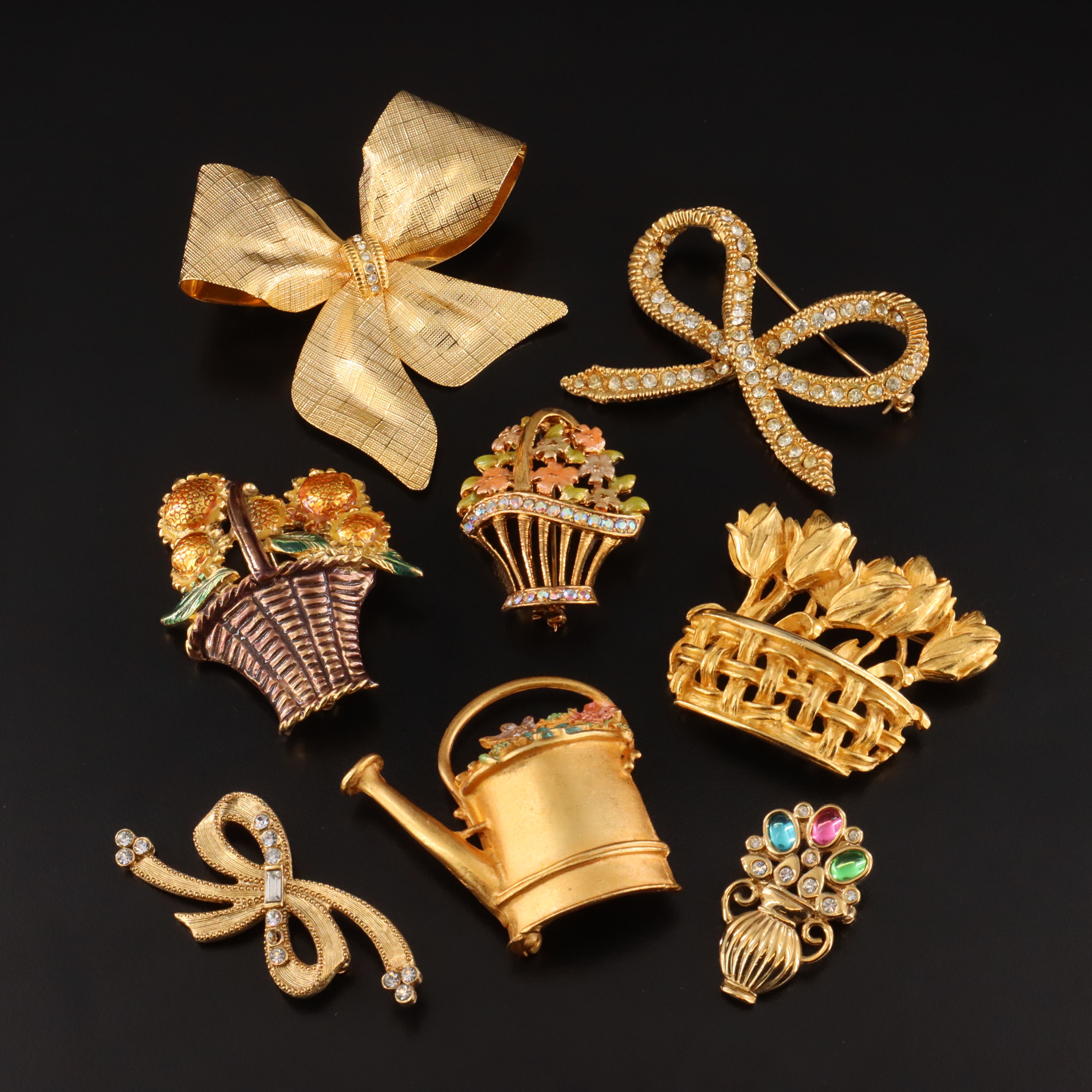 Bows and Baskets Rhinestone Brooch Collection