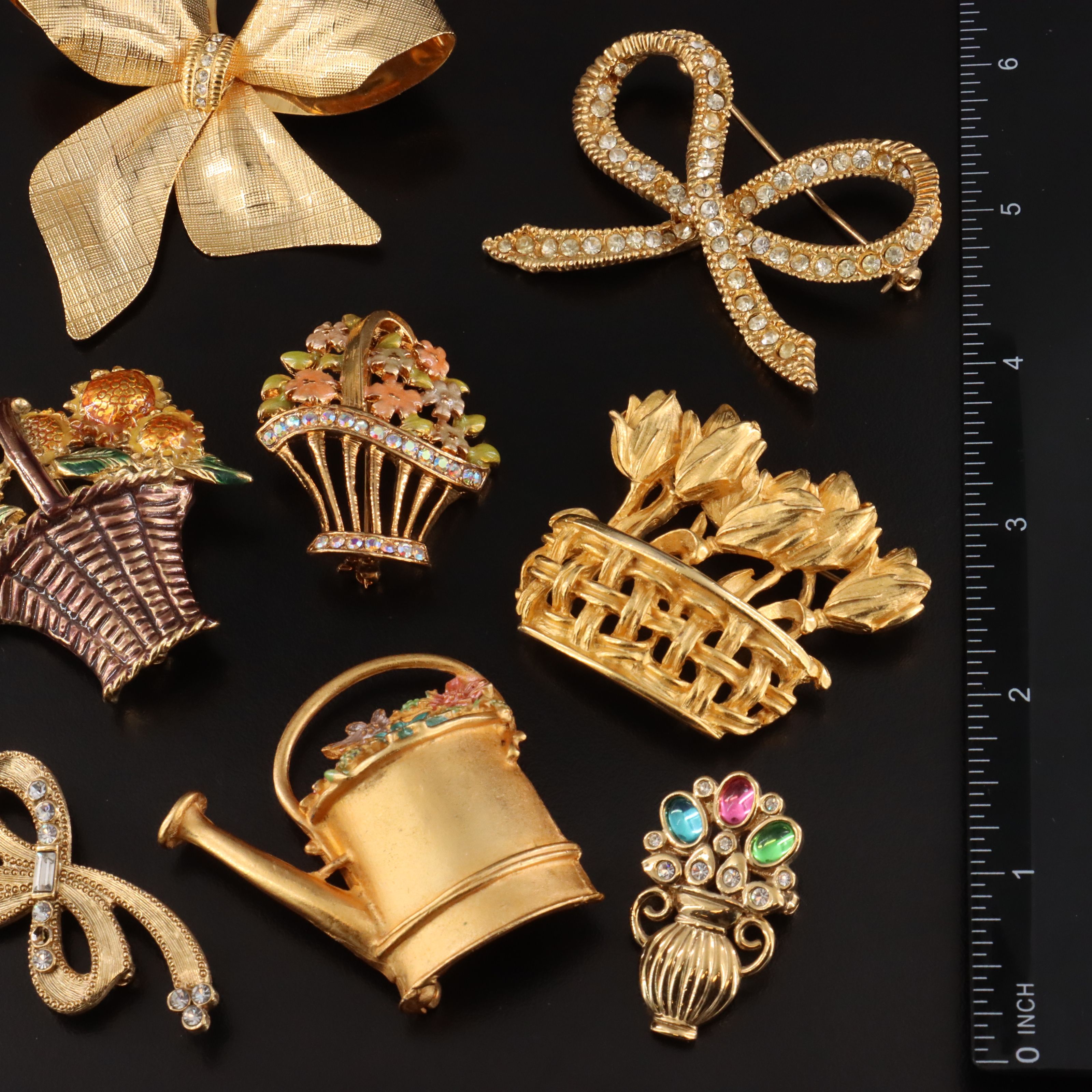 Bows and Baskets Rhinestone Brooch Collection