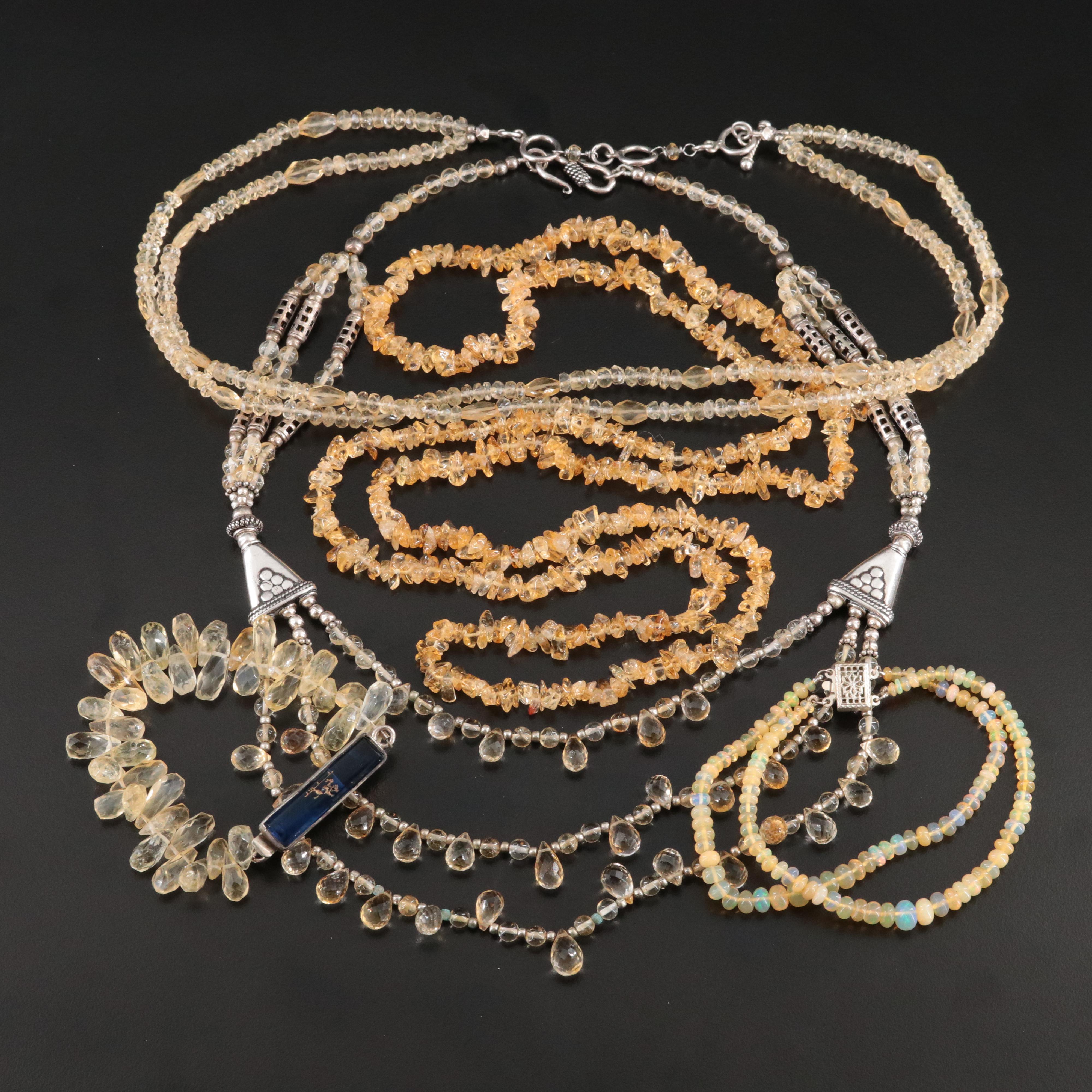 Sterling Citrine and Opal Necklace and Bracelet Collection
