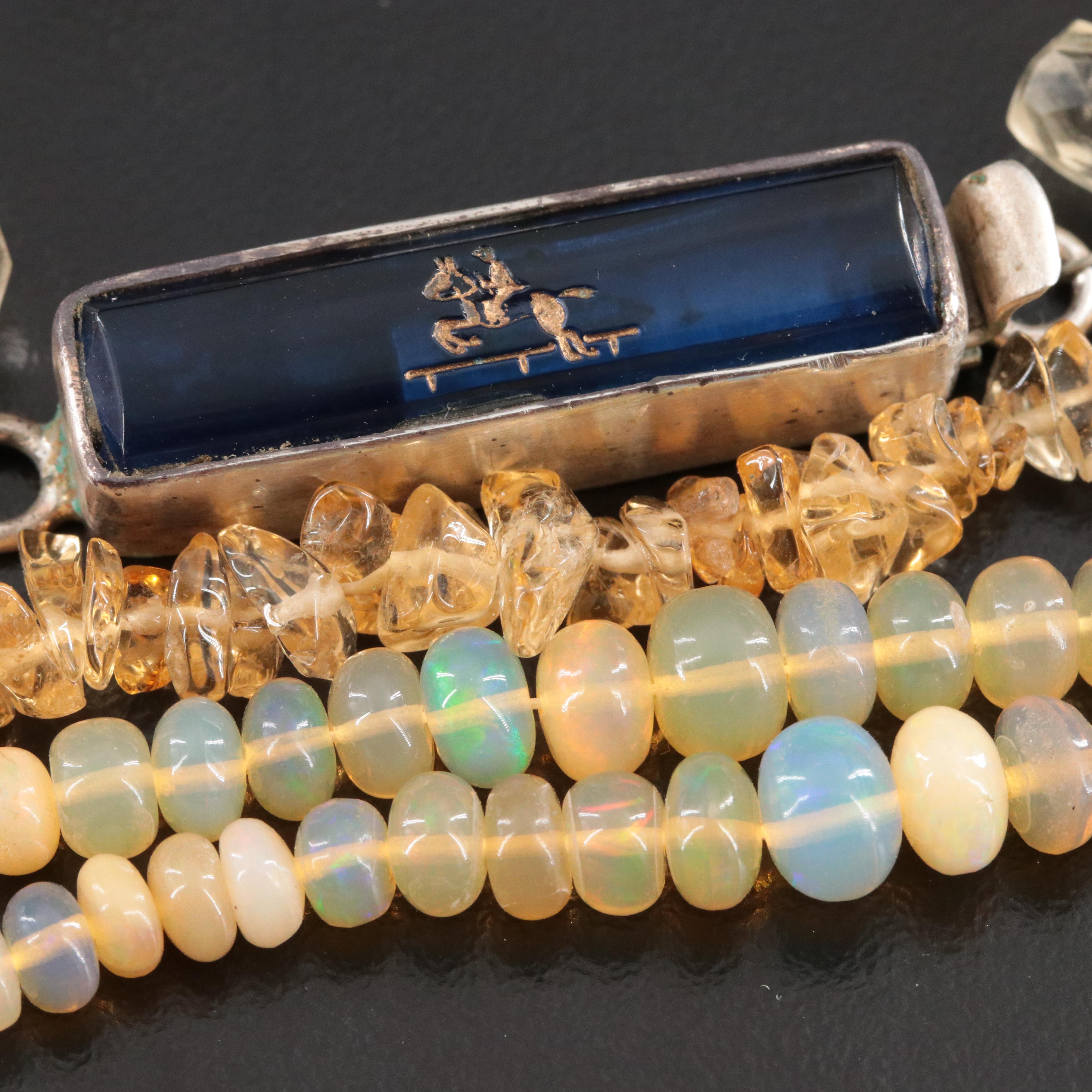 Sterling Citrine and Opal Necklace and Bracelet Collection