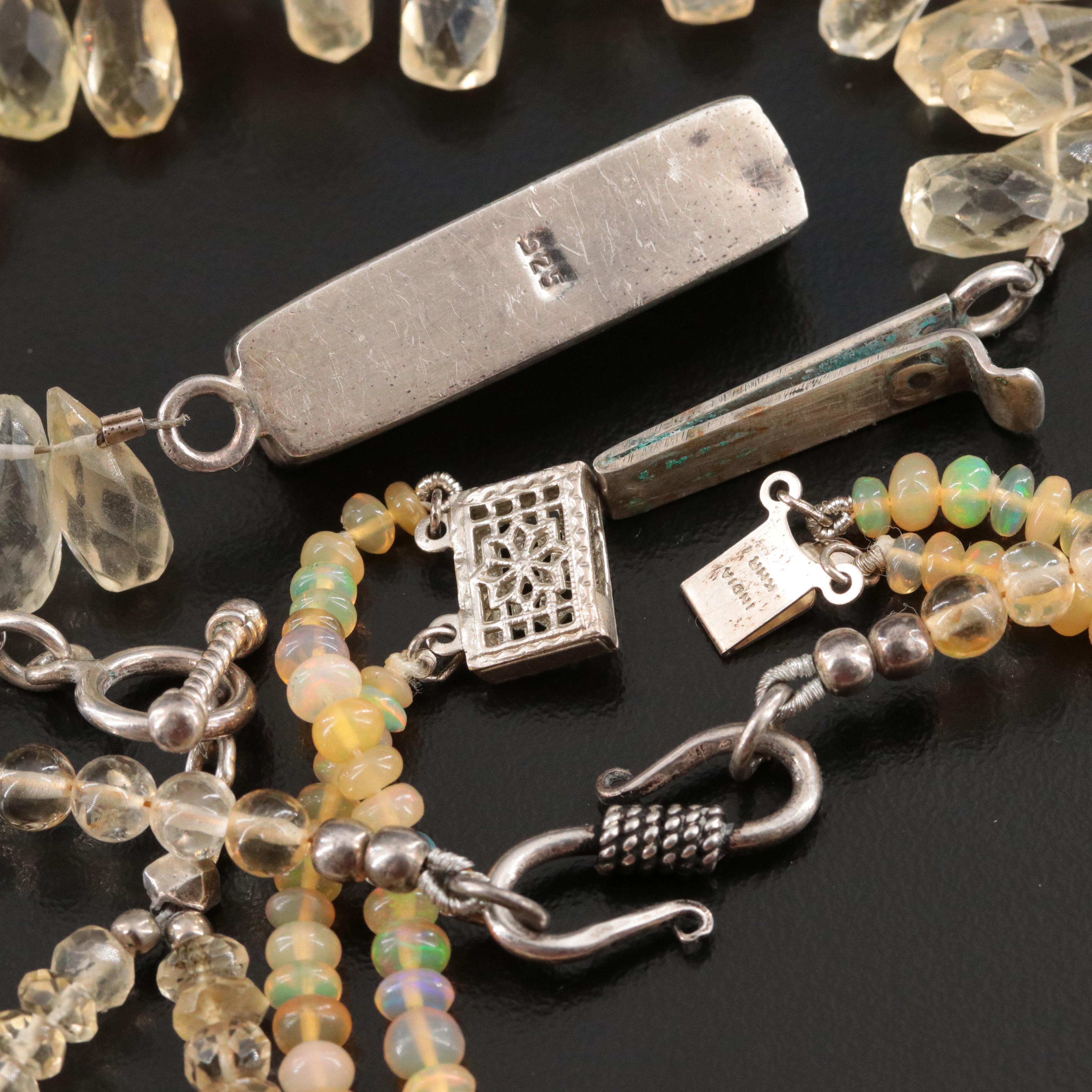Sterling Citrine and Opal Necklace and Bracelet Collection