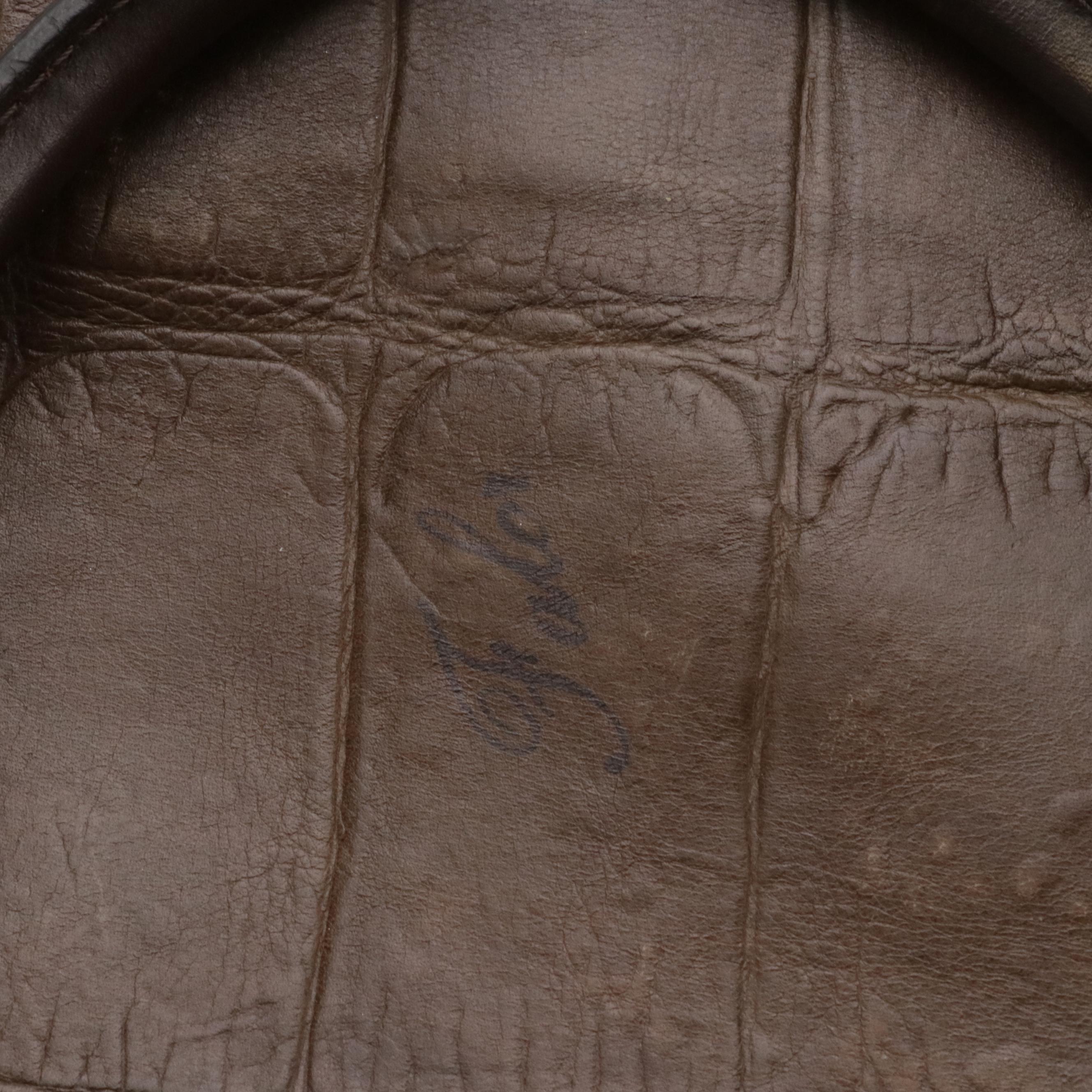 Falor Embossed Brown Leather Tote Bag, Peruzzi Navy Calfskin Shoulder Satchel