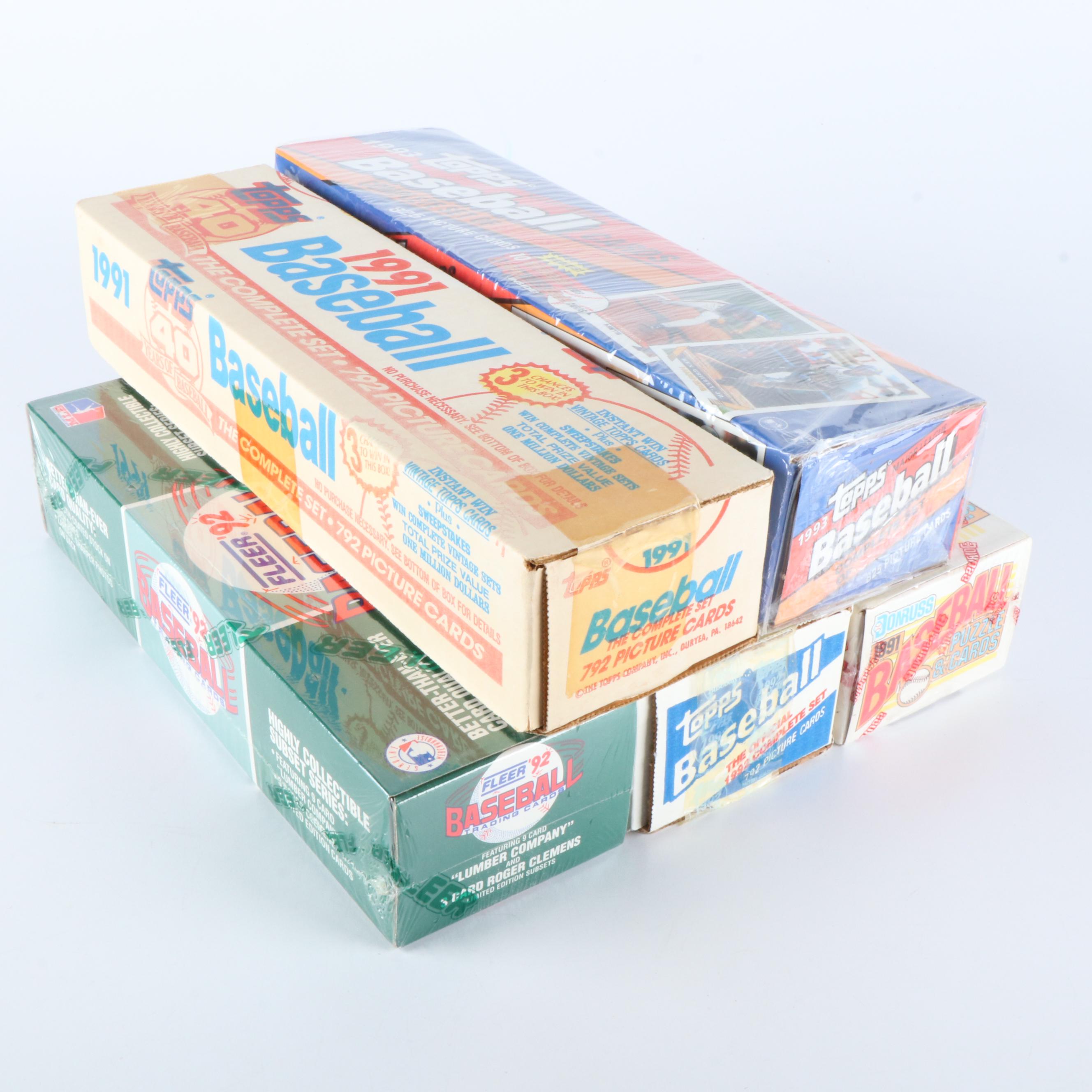 Fleer, Topps, and Donruss Sealed Baseball Card Sets Featuring Derek Jeter Rookie