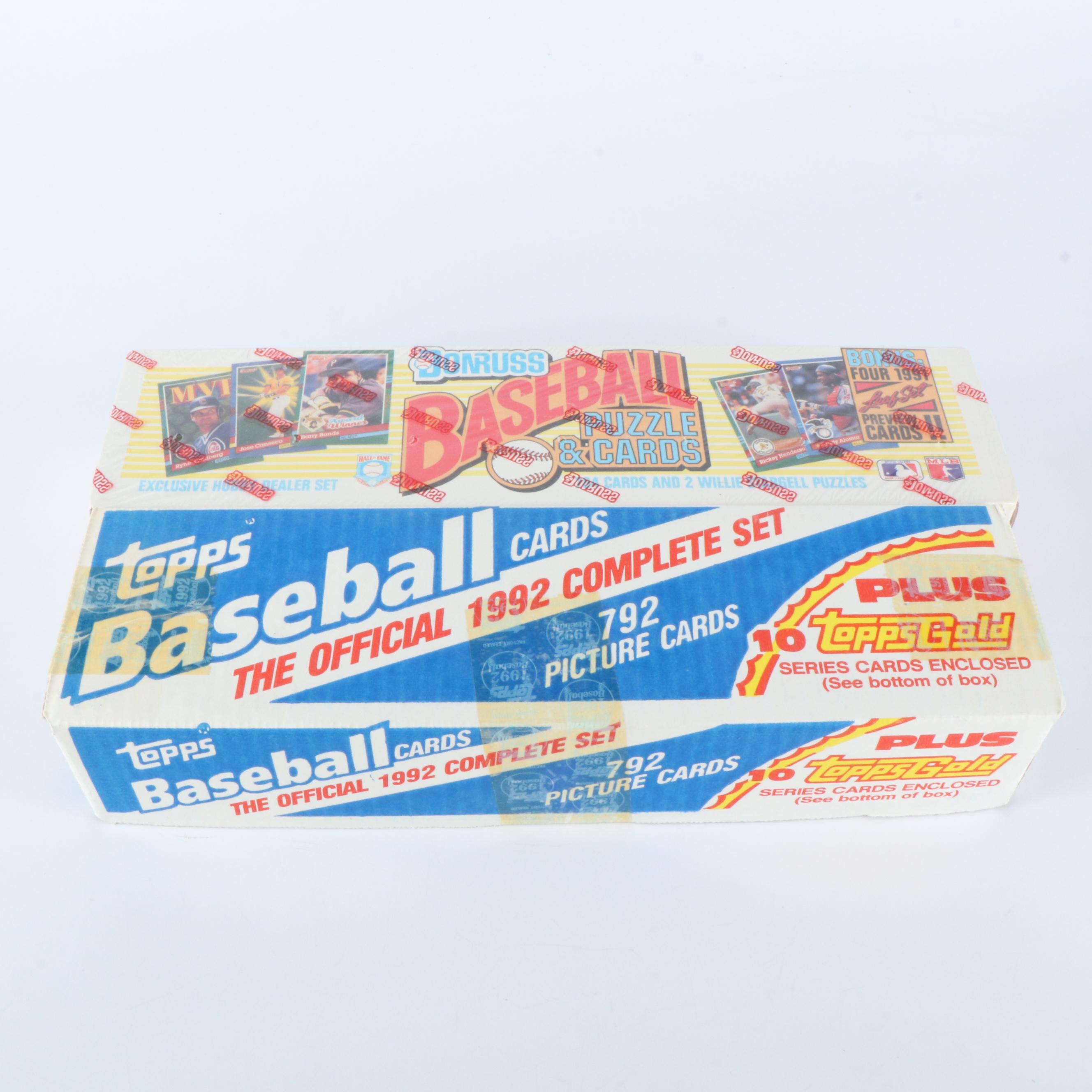 Fleer, Topps, and Donruss Sealed Baseball Card Sets Featuring Derek Jeter Rookie