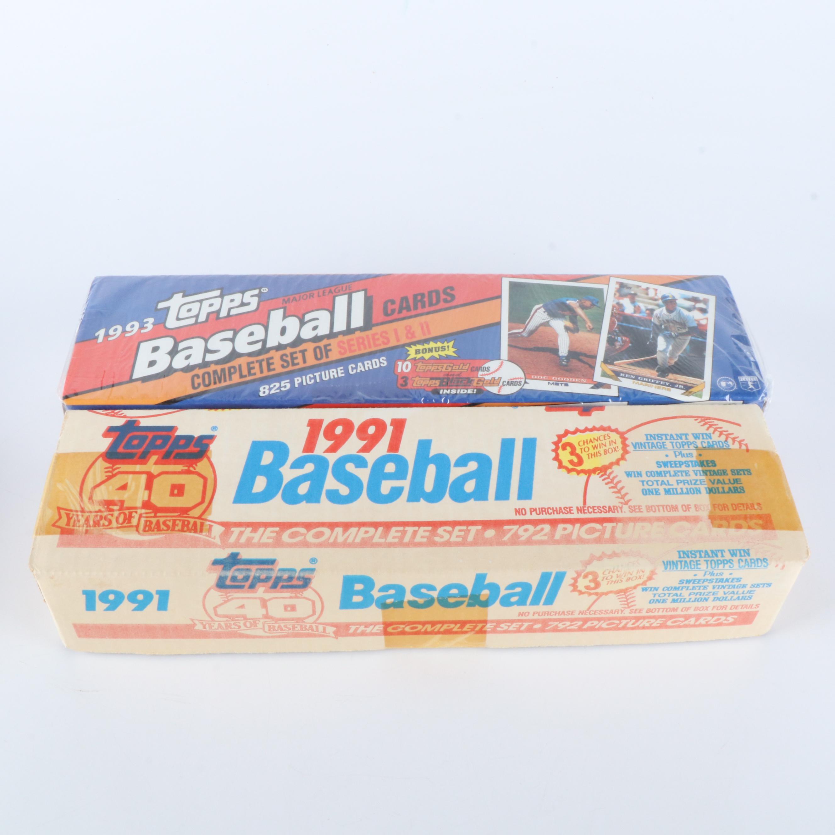 Fleer, Topps, and Donruss Sealed Baseball Card Sets Featuring Derek Jeter Rookie