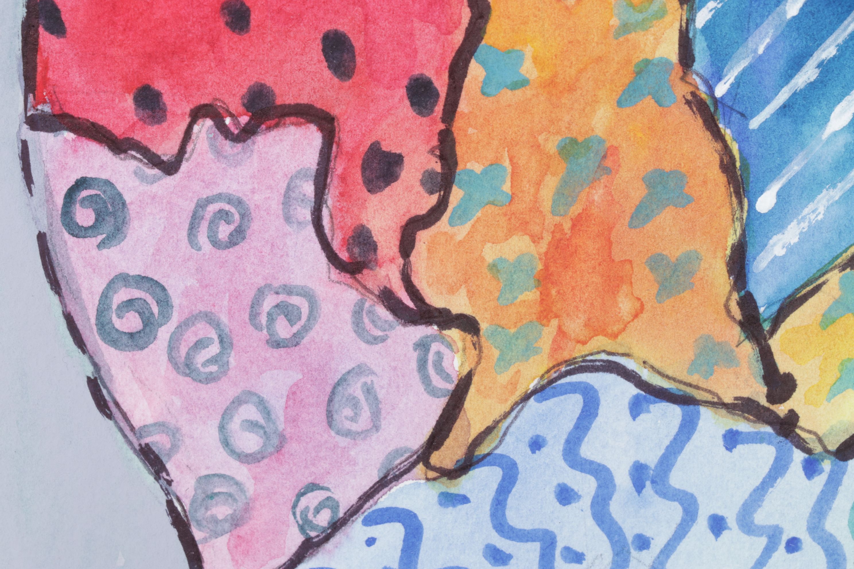 Lora Garcelon Zentangle Style Watercolor Portrait Painting of Cat