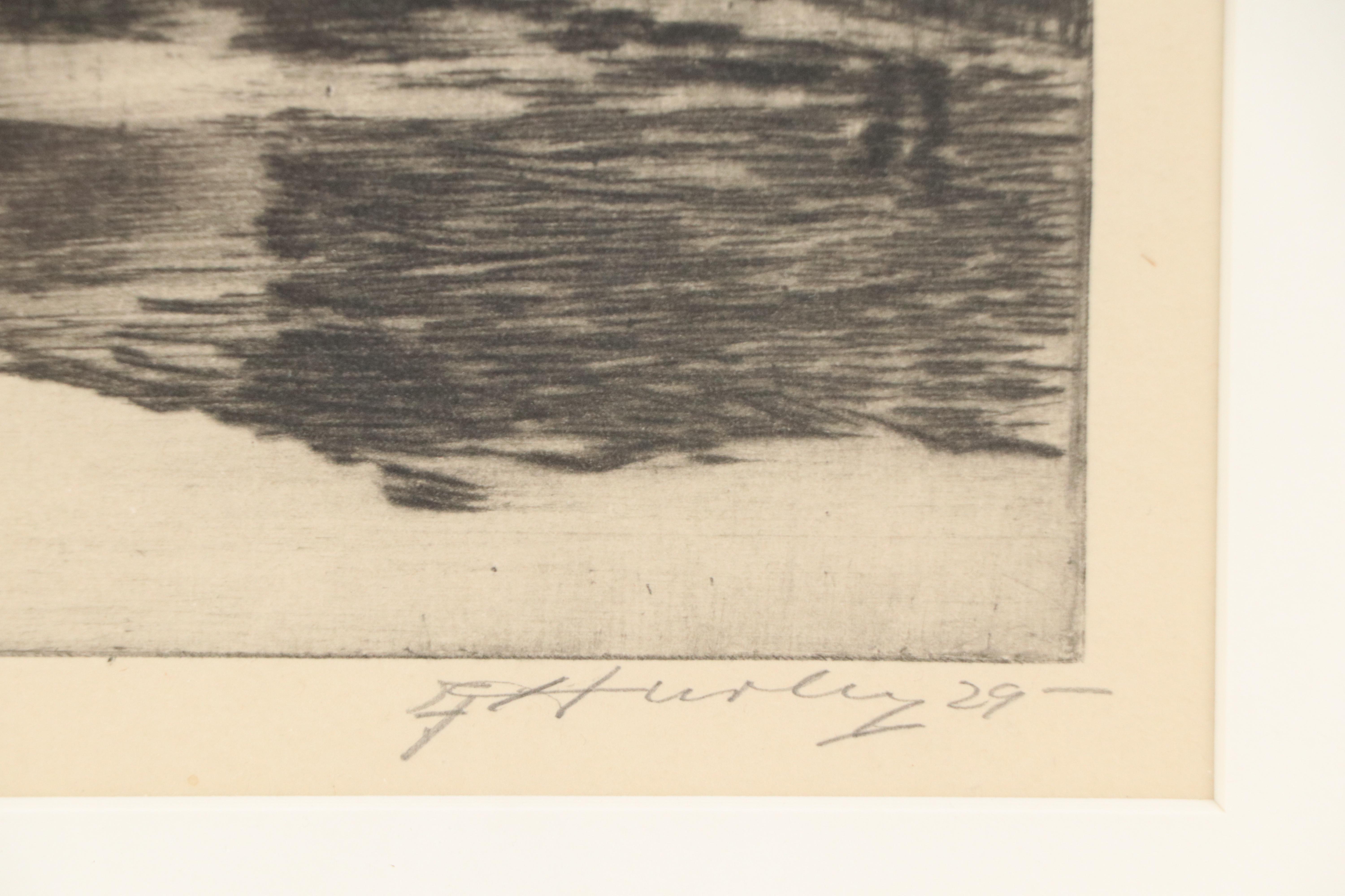 Edward Timothy Hurley Etching of Pondside Farm, 1929