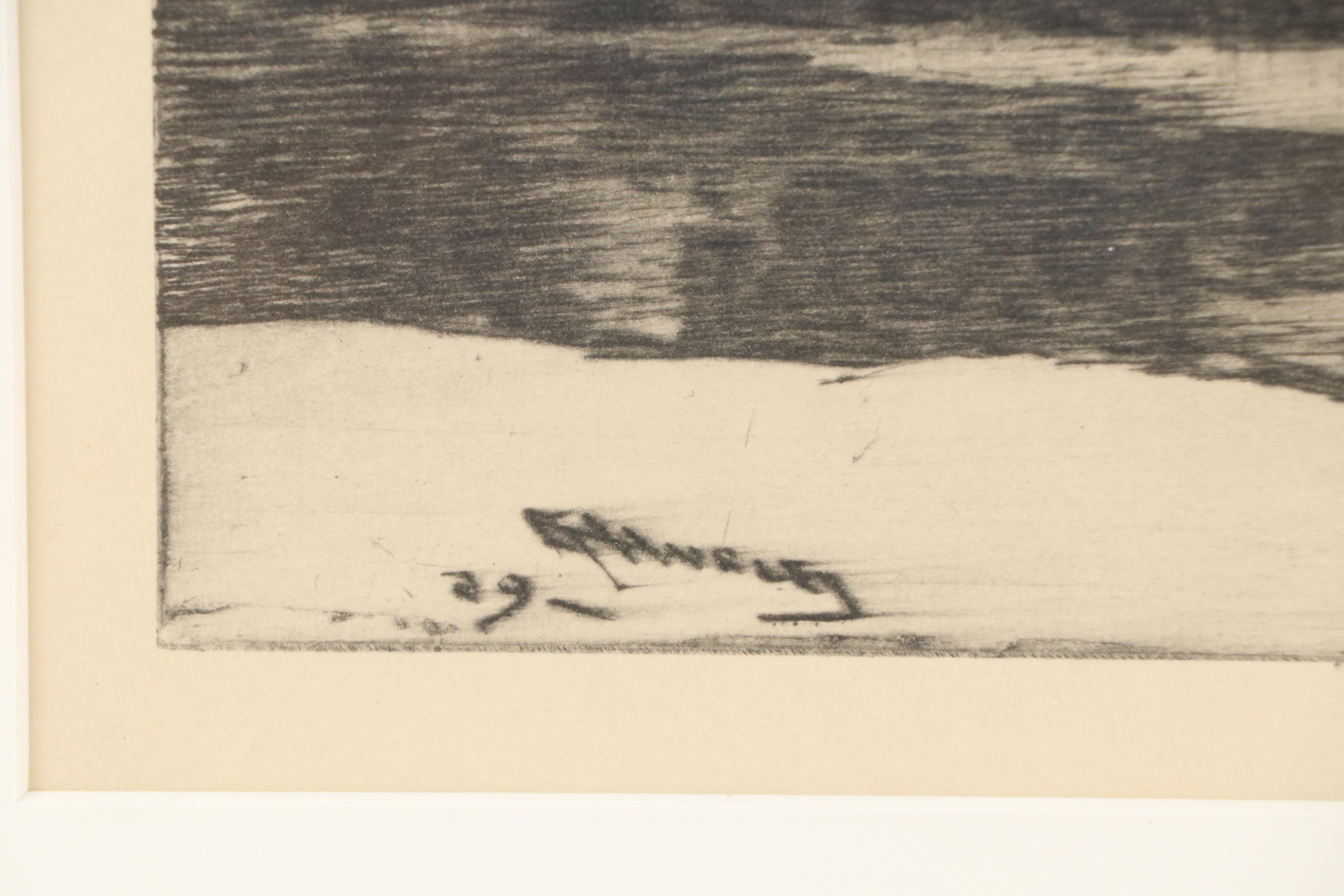 Edward Timothy Hurley Etching of Pondside Farm, 1929