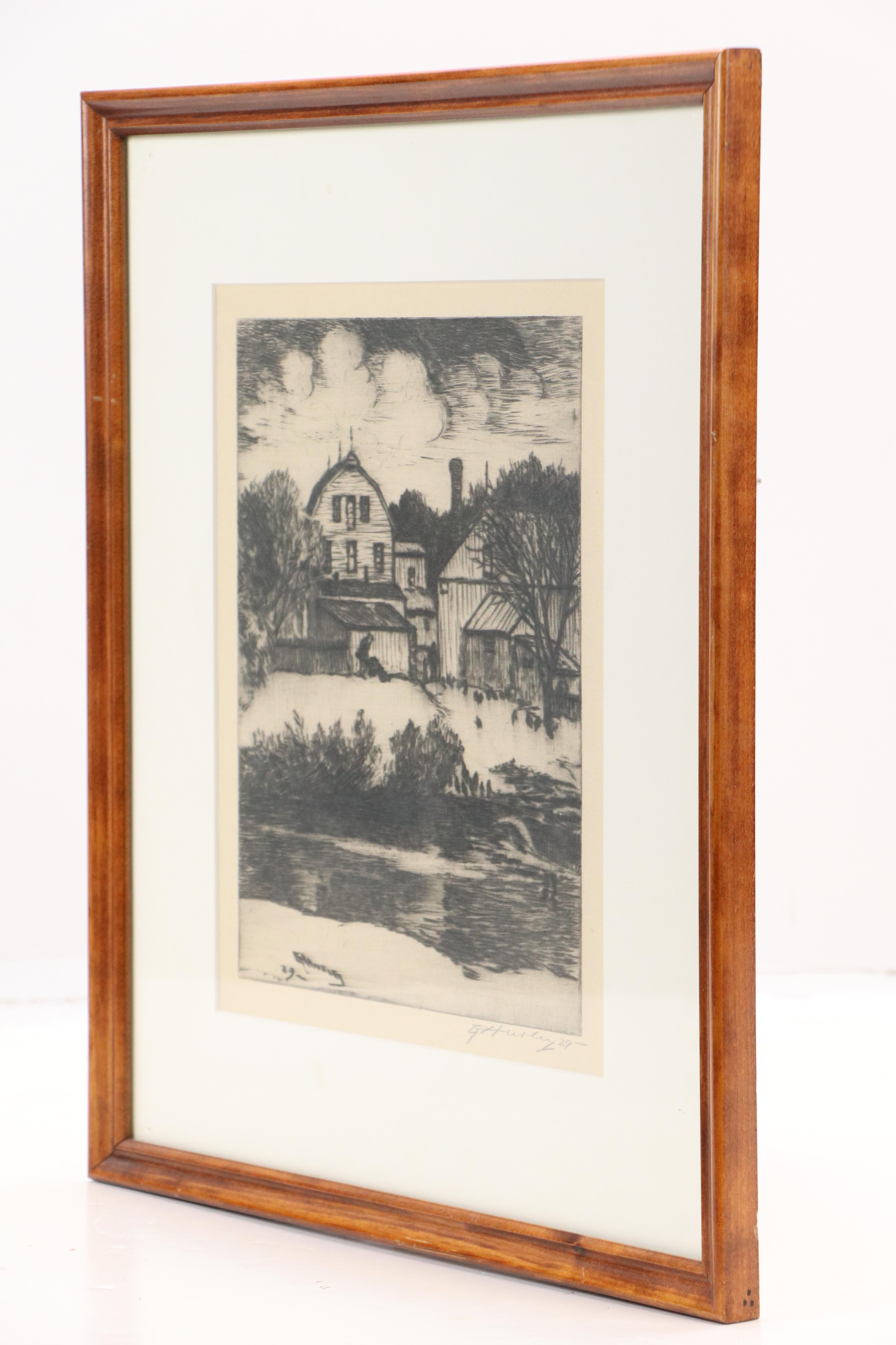 Edward Timothy Hurley Etching of Pondside Farm, 1929