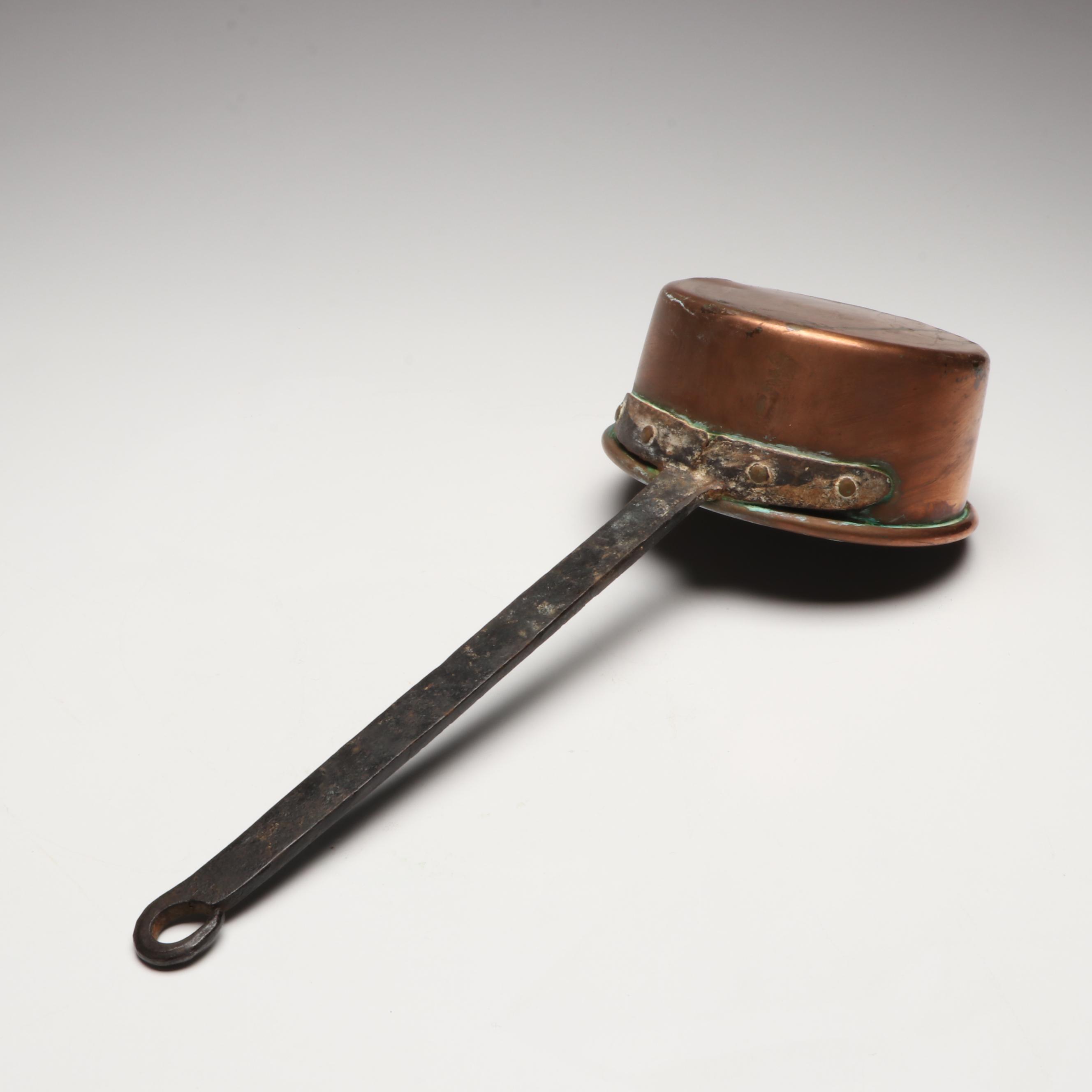 French Style Copper Pans with Brass Handles, 20th Century