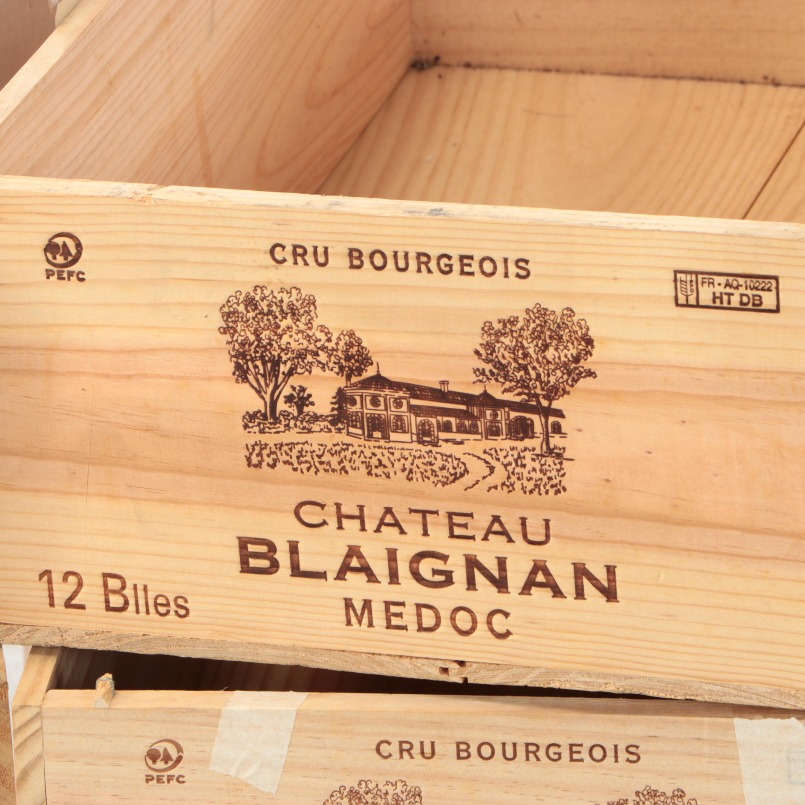 Chateau Blaignan Wooden Wine Crates