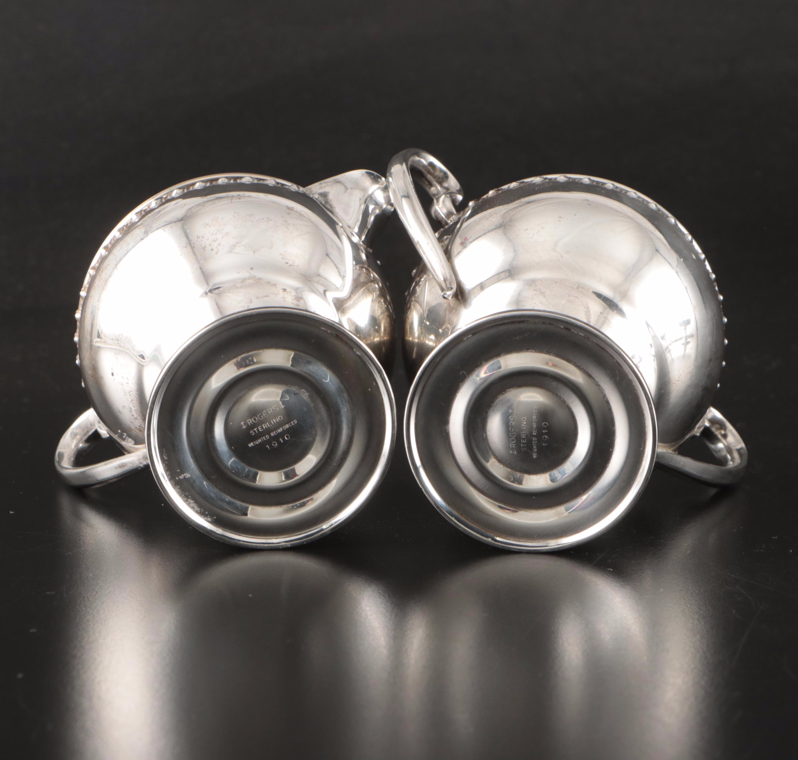 Gorham Sterling Silver Compote with Rogers Sterling Creamer and Sugar Bowl