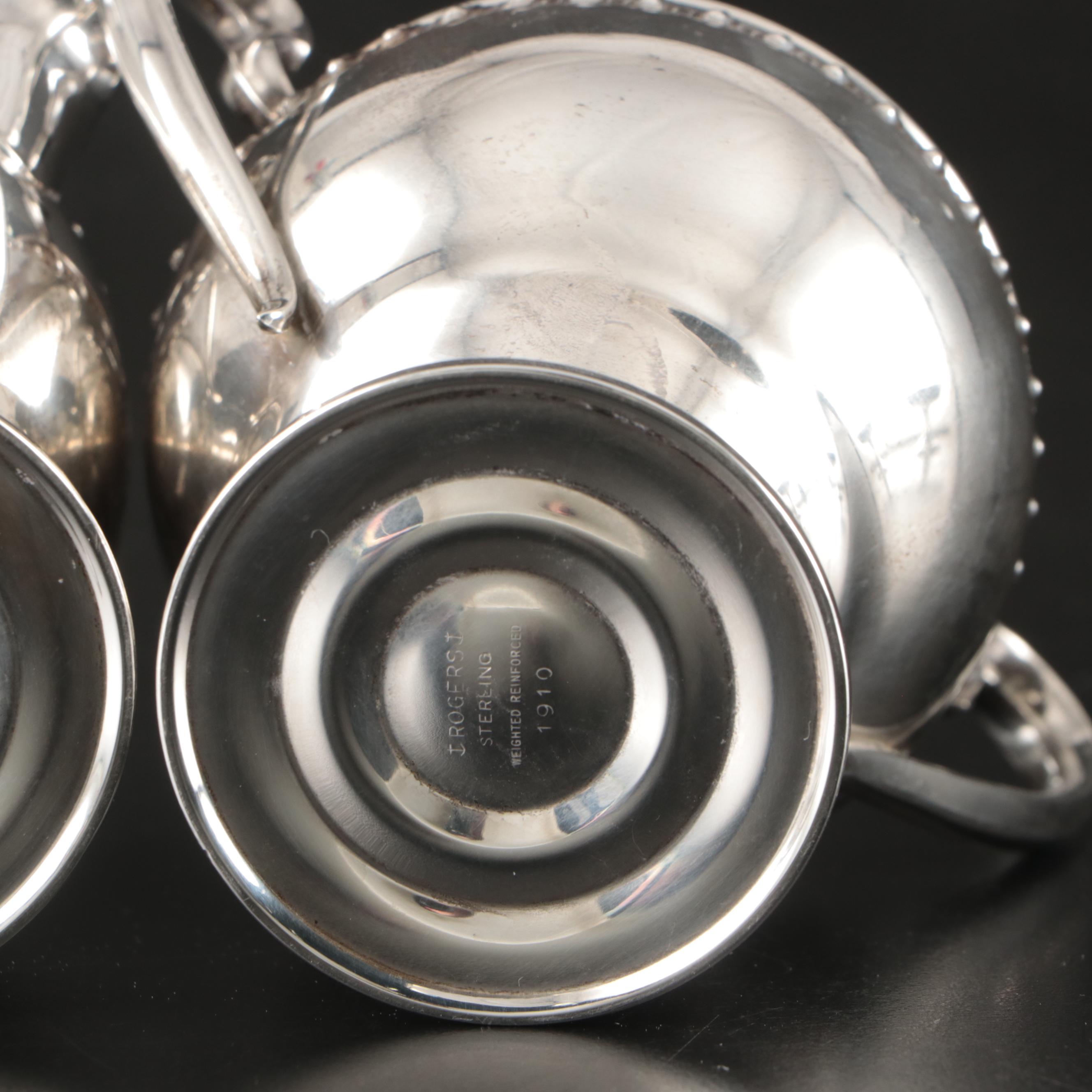 Gorham Sterling Silver Compote with Rogers Sterling Creamer and Sugar Bowl