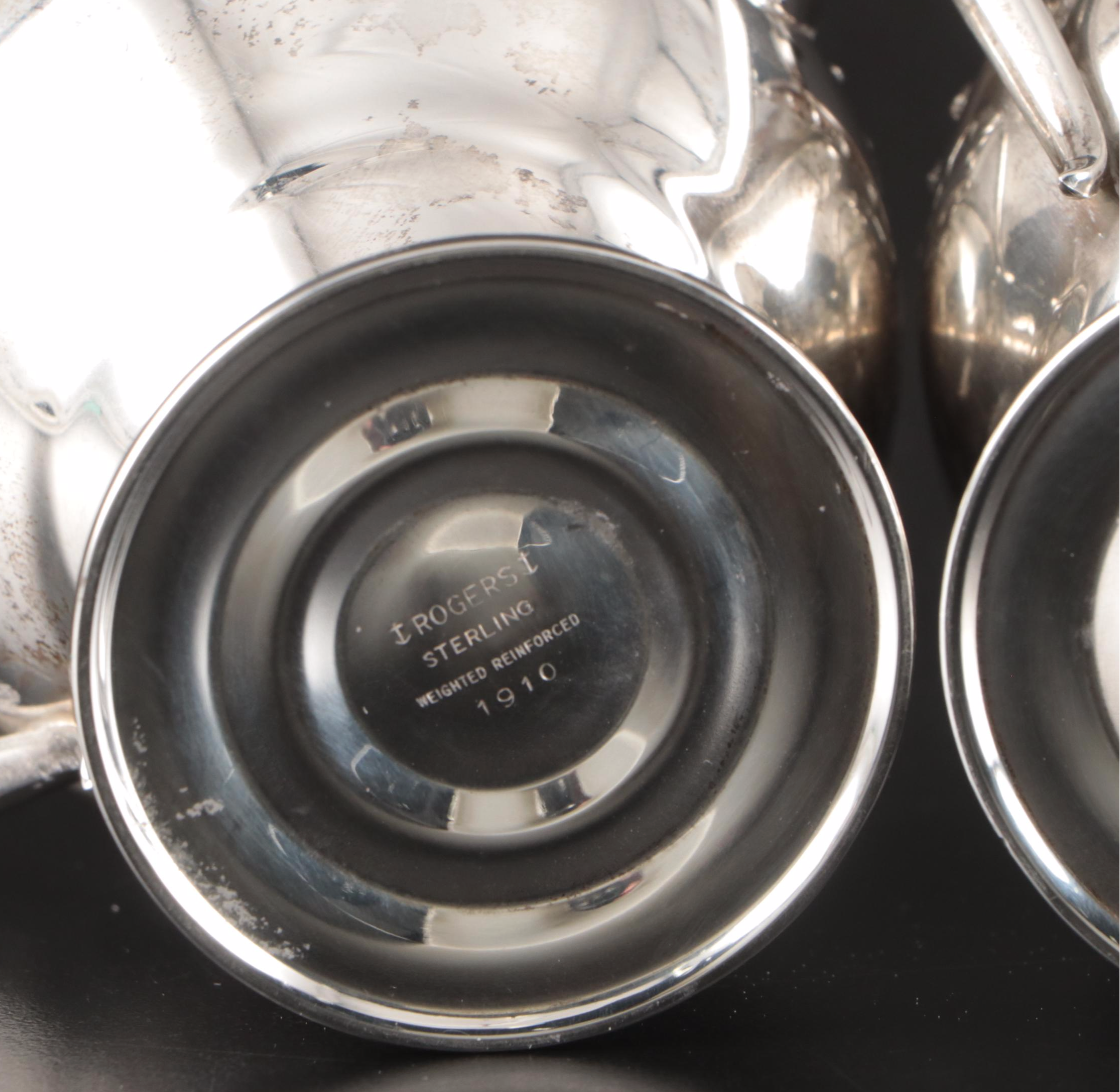 Gorham Sterling Silver Compote with Rogers Sterling Creamer and Sugar Bowl