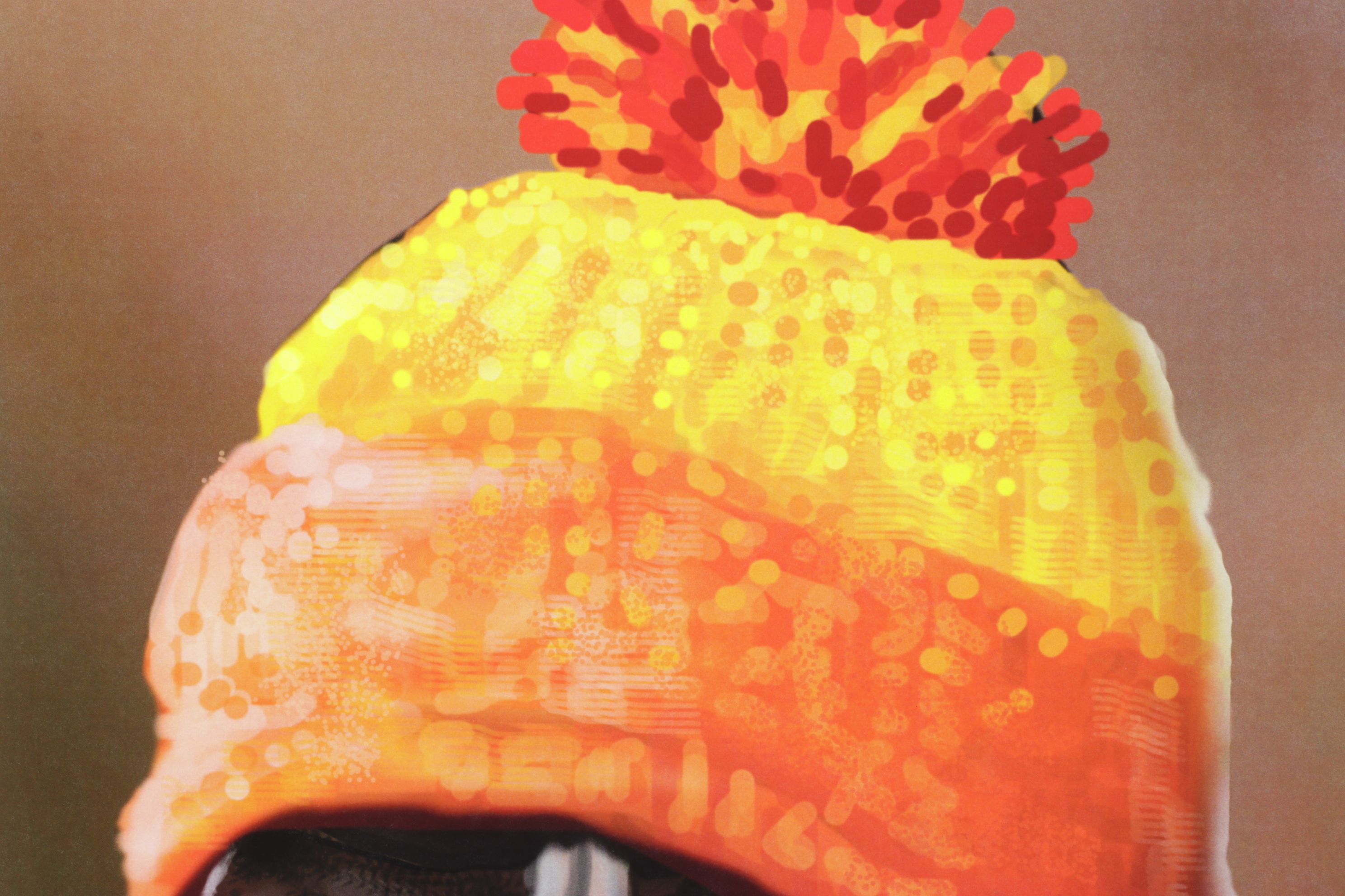 Digital Portrait Painting of Grumpy Cat Wearing a Winter Hat, Early 21st Century