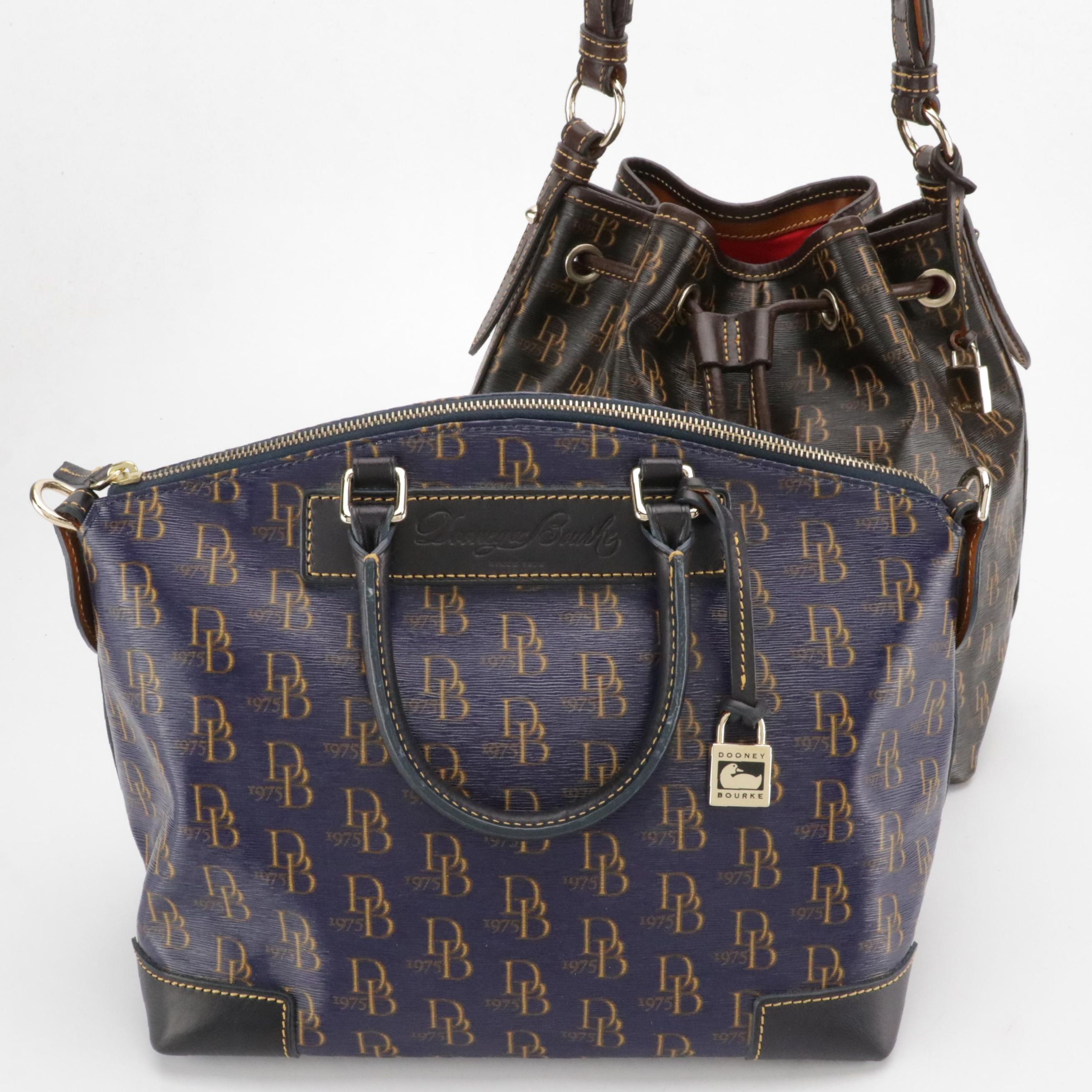 Dooney & Bourke Shiny Monogram Vachetta Florentine Leather Bags