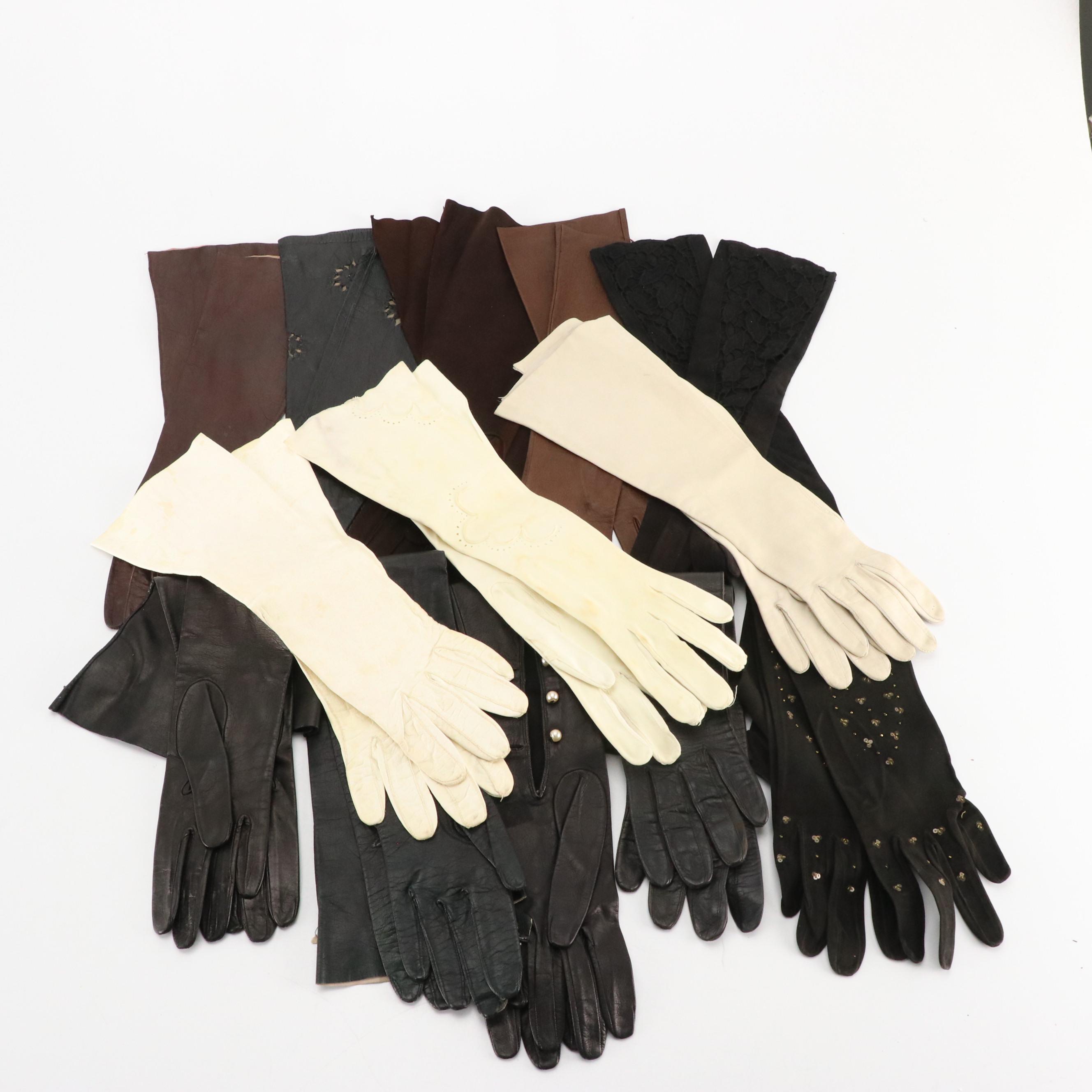 Obéron, and More Vintage Leather and Suede Assorted Size Gloves
