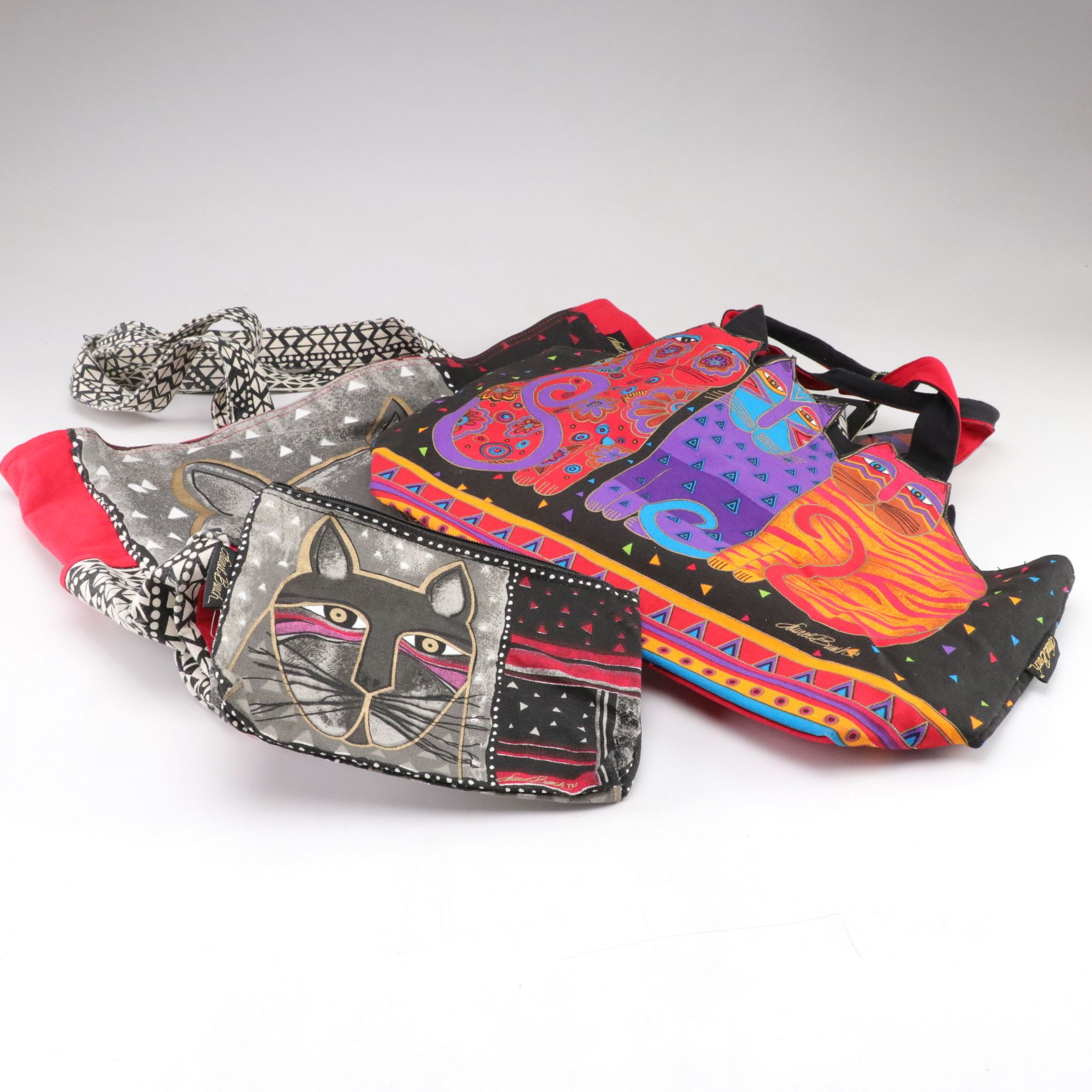 Laurel Burch Handmade Cat Tote Bags with Pouch