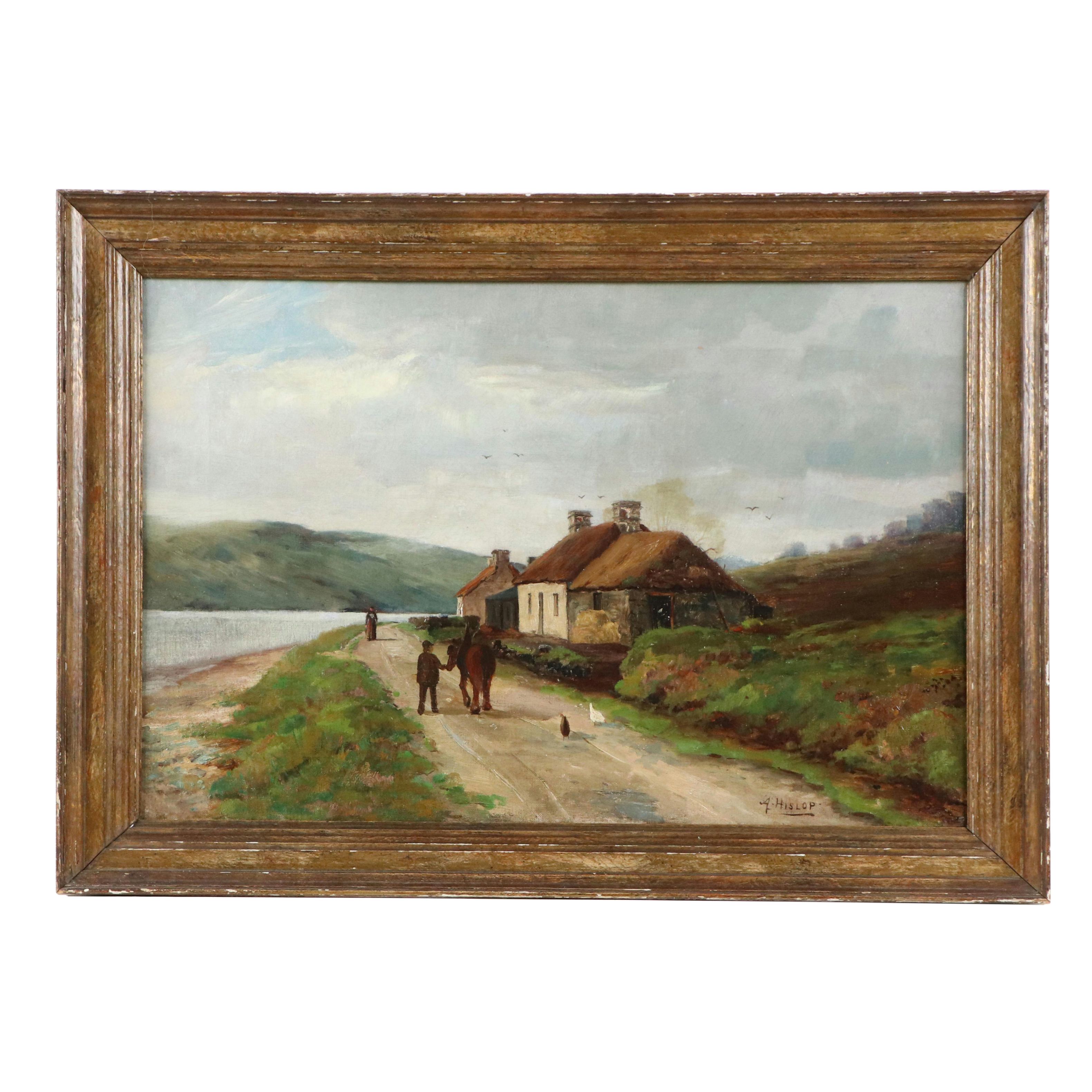 Andrew H. Hislop Landscape Oil Painting "The Smithy, Gunnel Ferry, Loch Etive"