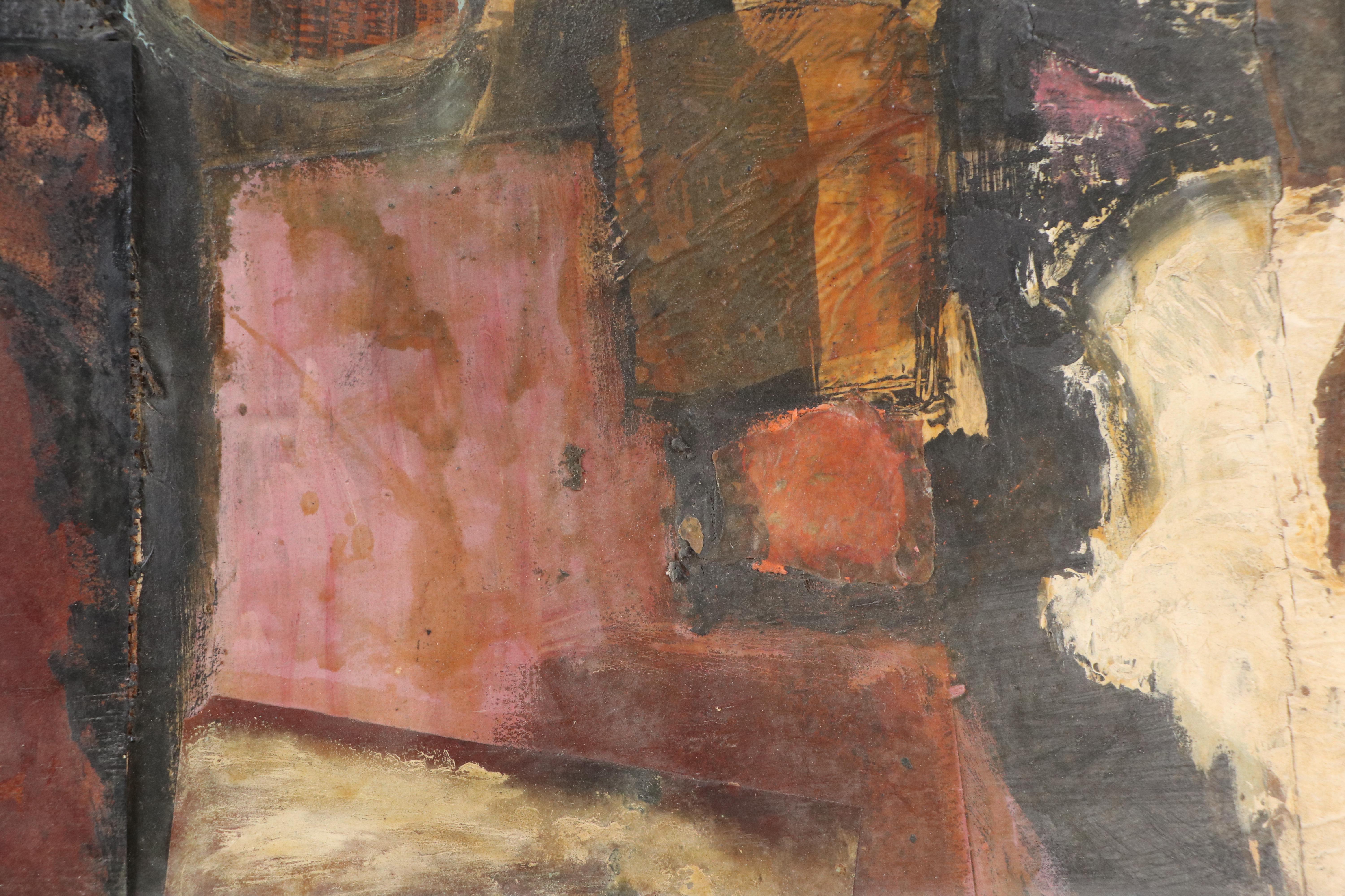 Modernist Mixed Media Abstract Composition