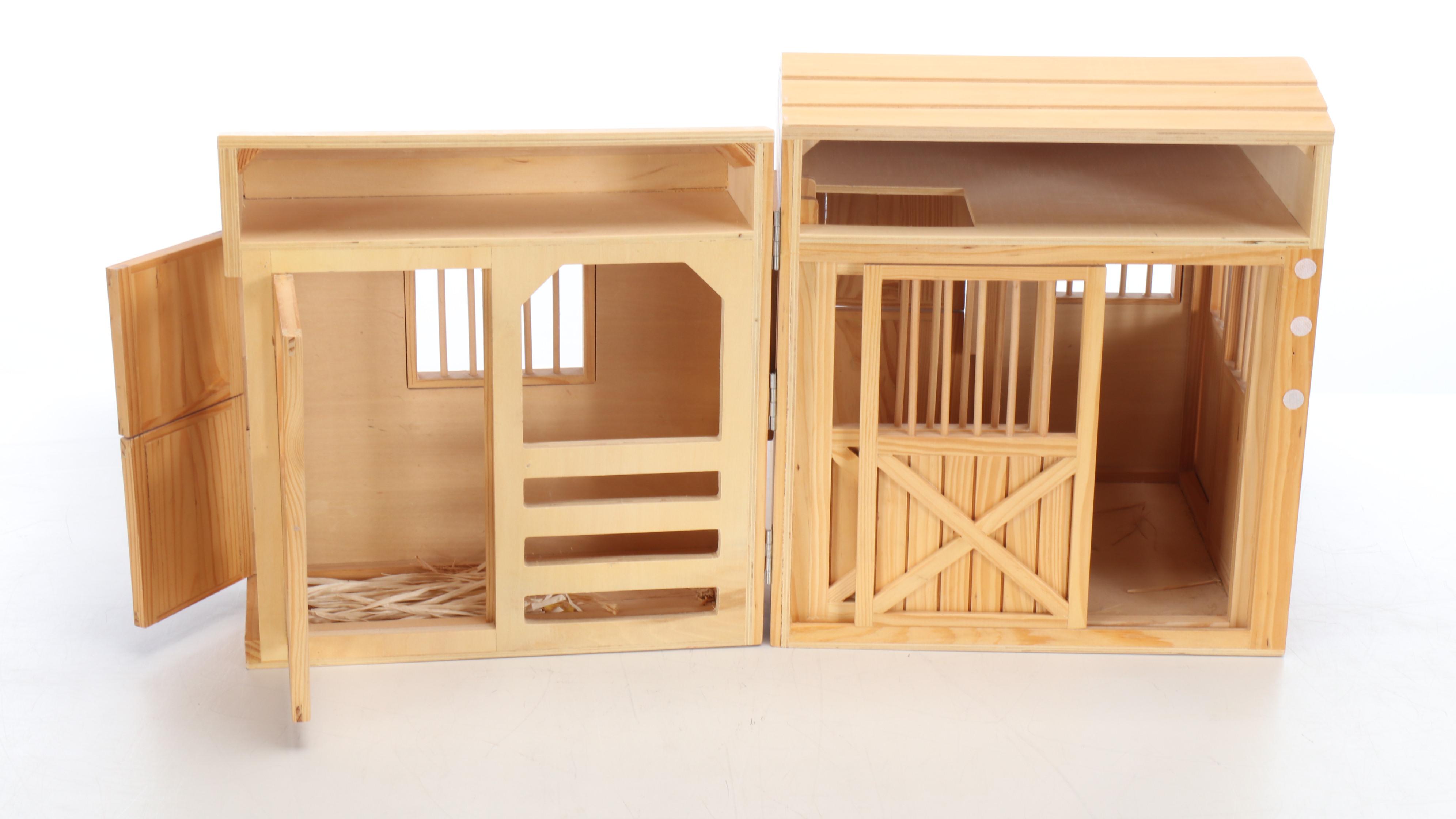 Melissa & Doug Wooden Horse Barn and Other Wooden Log Cabin