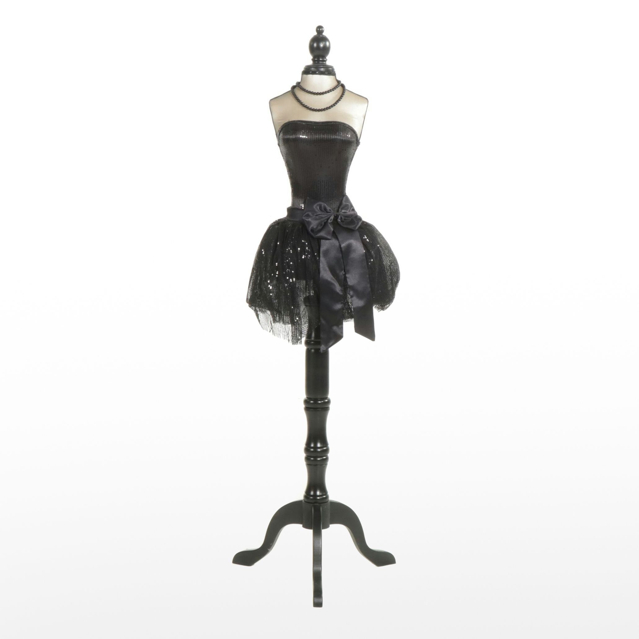 Hobby Lobby Decorative Mannequin Dress Form Torso in Black Sequin Dress