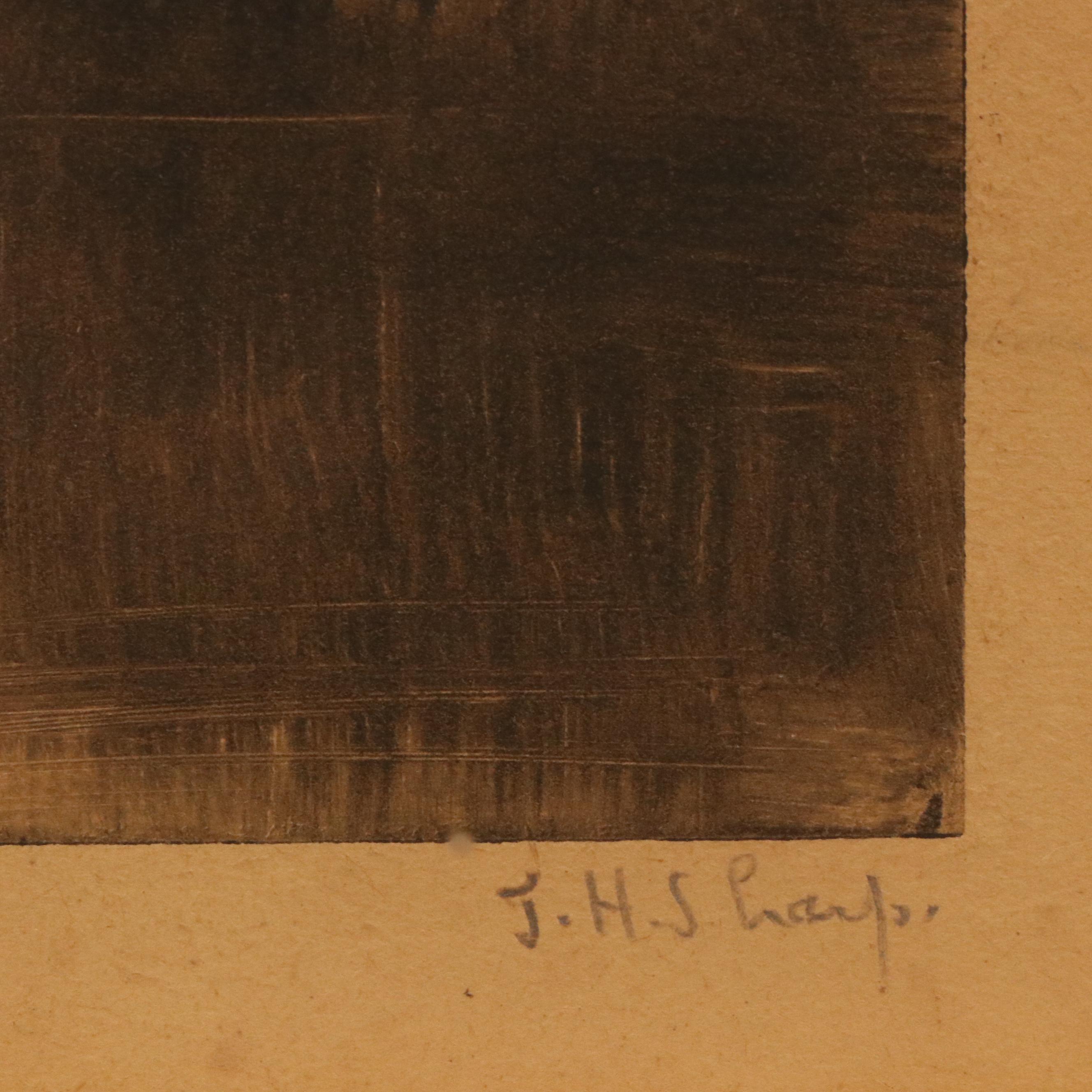 Joseph Henry Sharp Lake Landscape Monotype, Circa 1890s