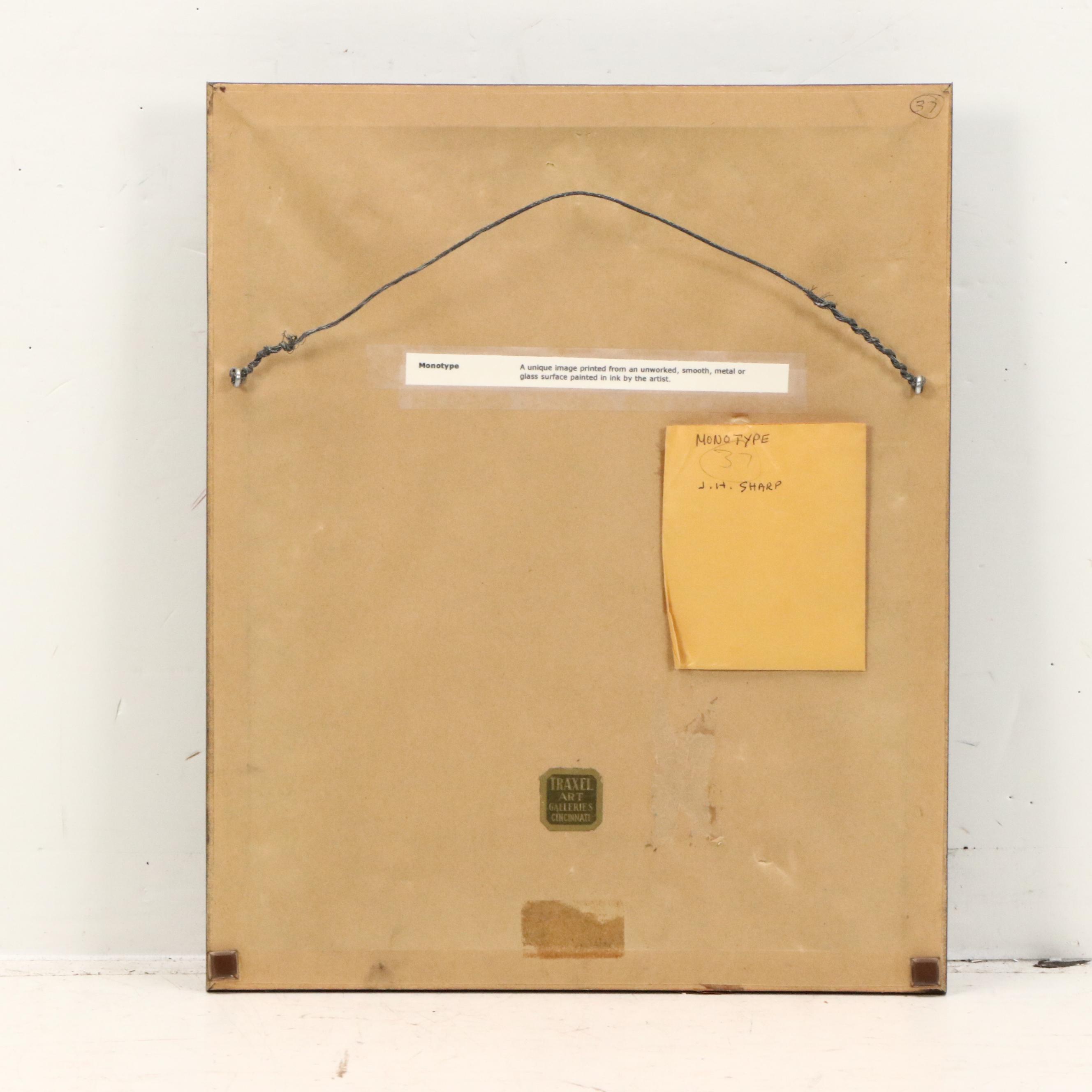 Joseph Henry Sharp Lake Landscape Monotype, Circa 1890s