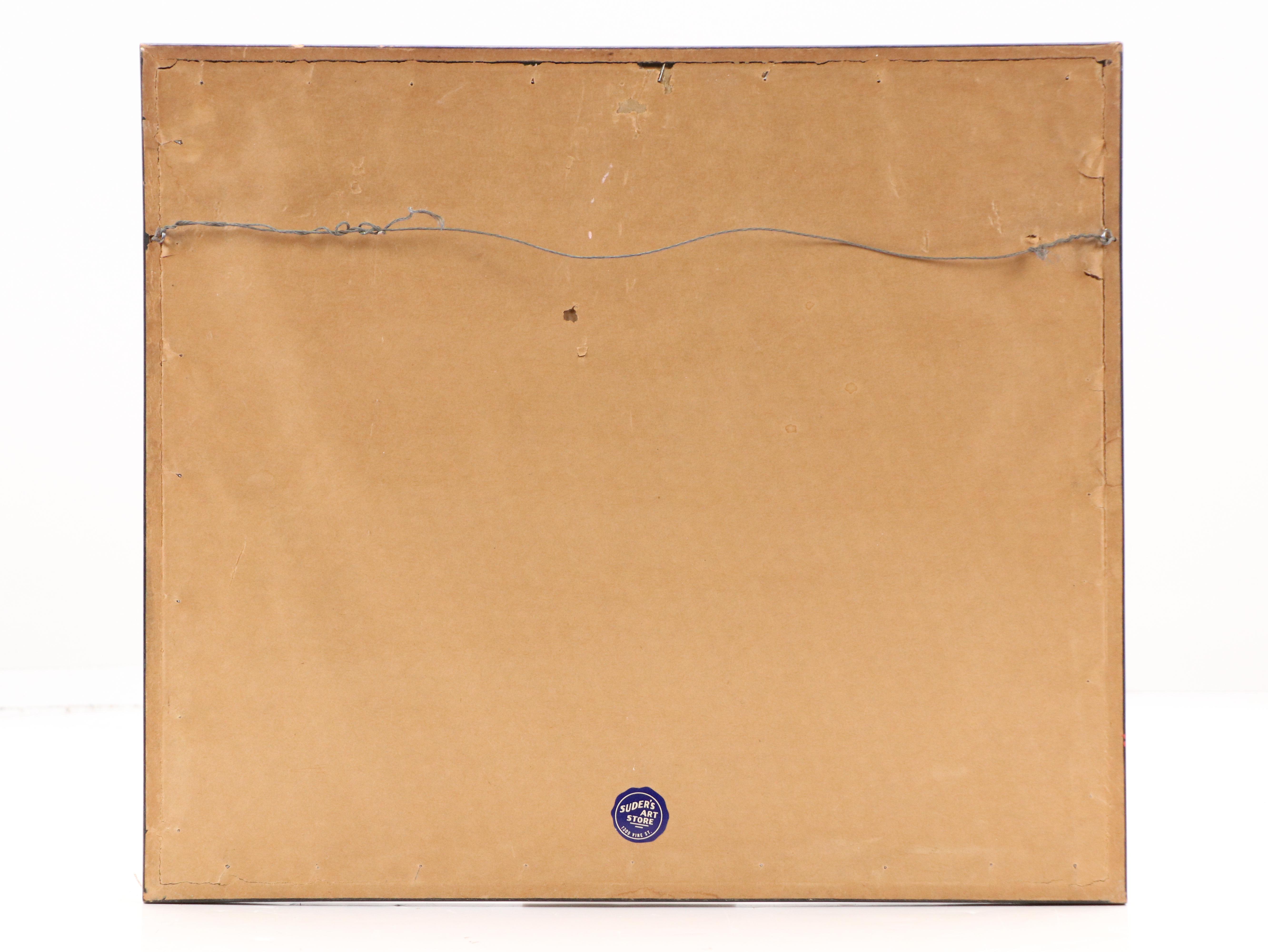 Edward Charles Volkert Graphite Drawing of Oxen Pulling Wagon, Late 19th C.