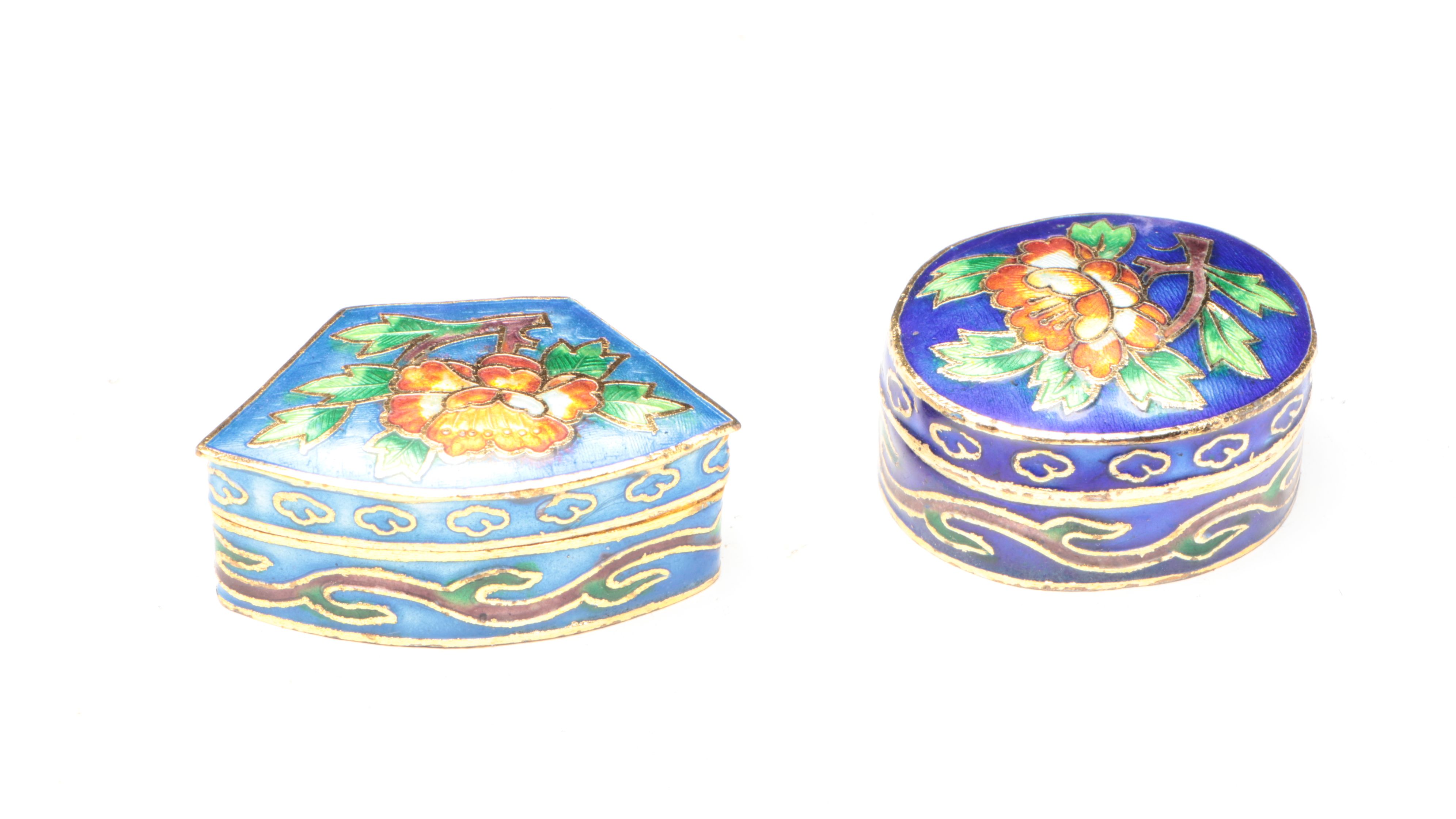 Ginbari Cloisonné Floral Enamelled Decorative Boxes