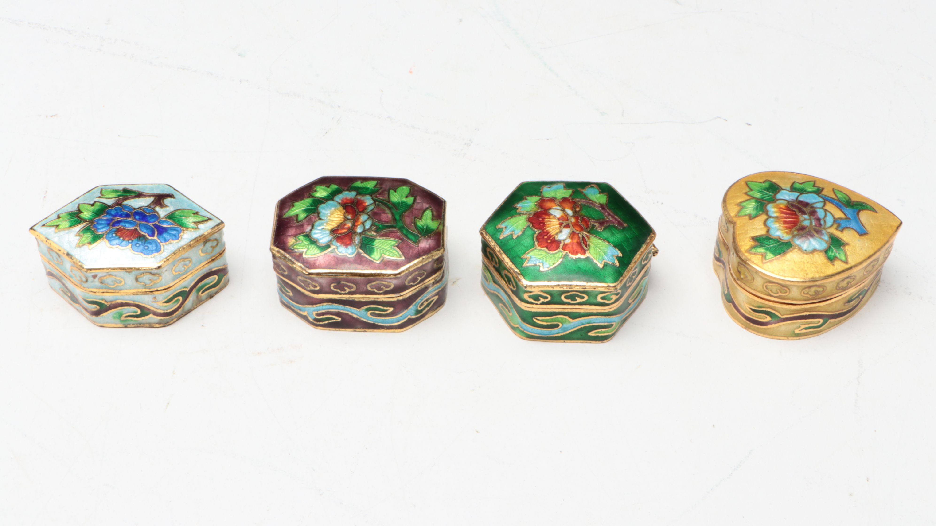 Ginbari Cloisonné Floral Enamelled Decorative Boxes