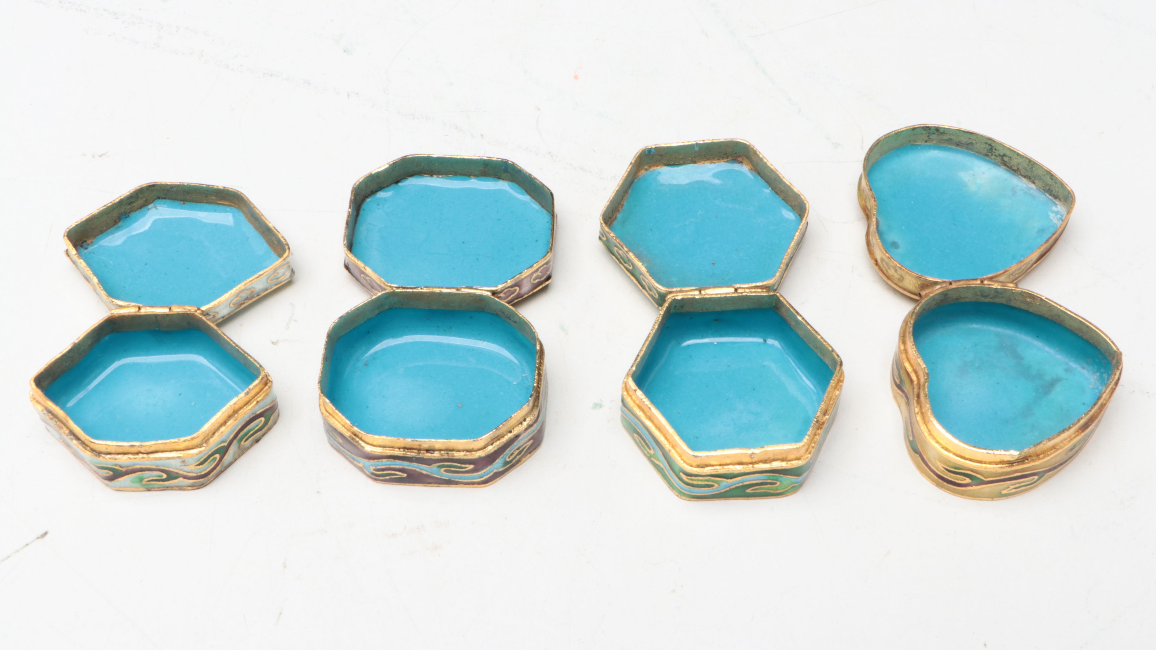 Ginbari Cloisonné Floral Enamelled Decorative Boxes