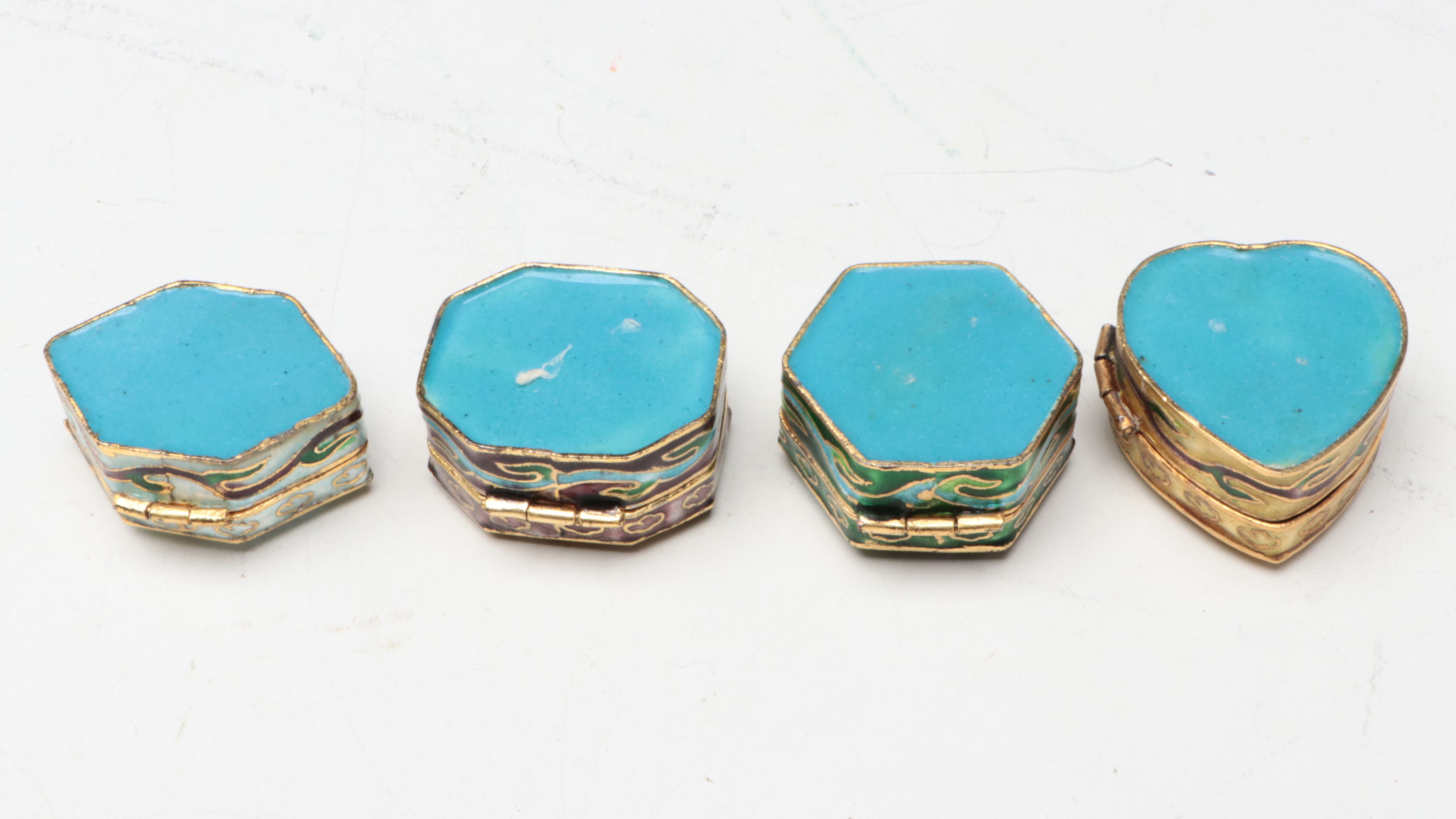 Ginbari Cloisonné Floral Enamelled Decorative Boxes