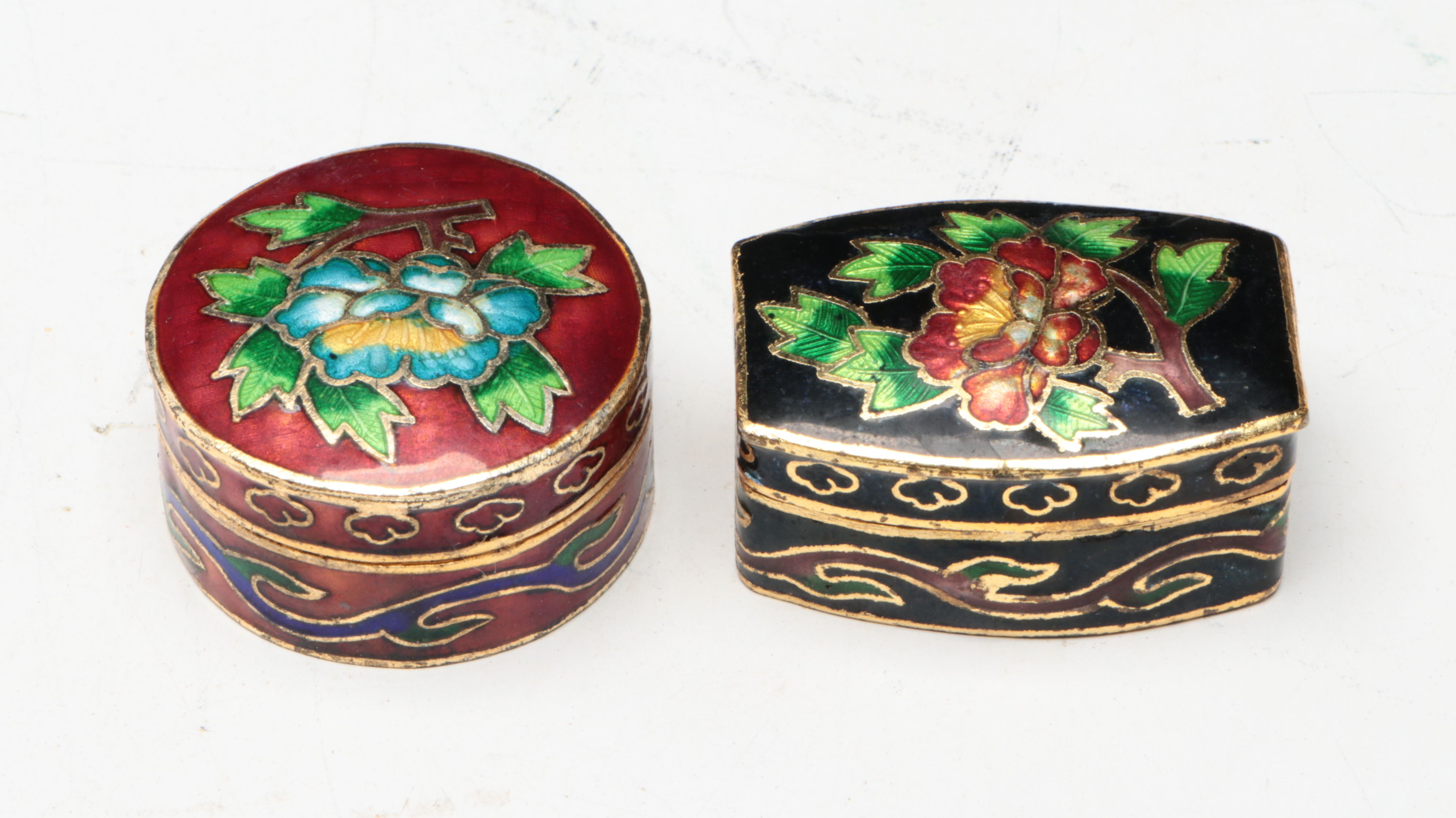 Ginbari Cloisonné Floral Enamelled Decorative Boxes