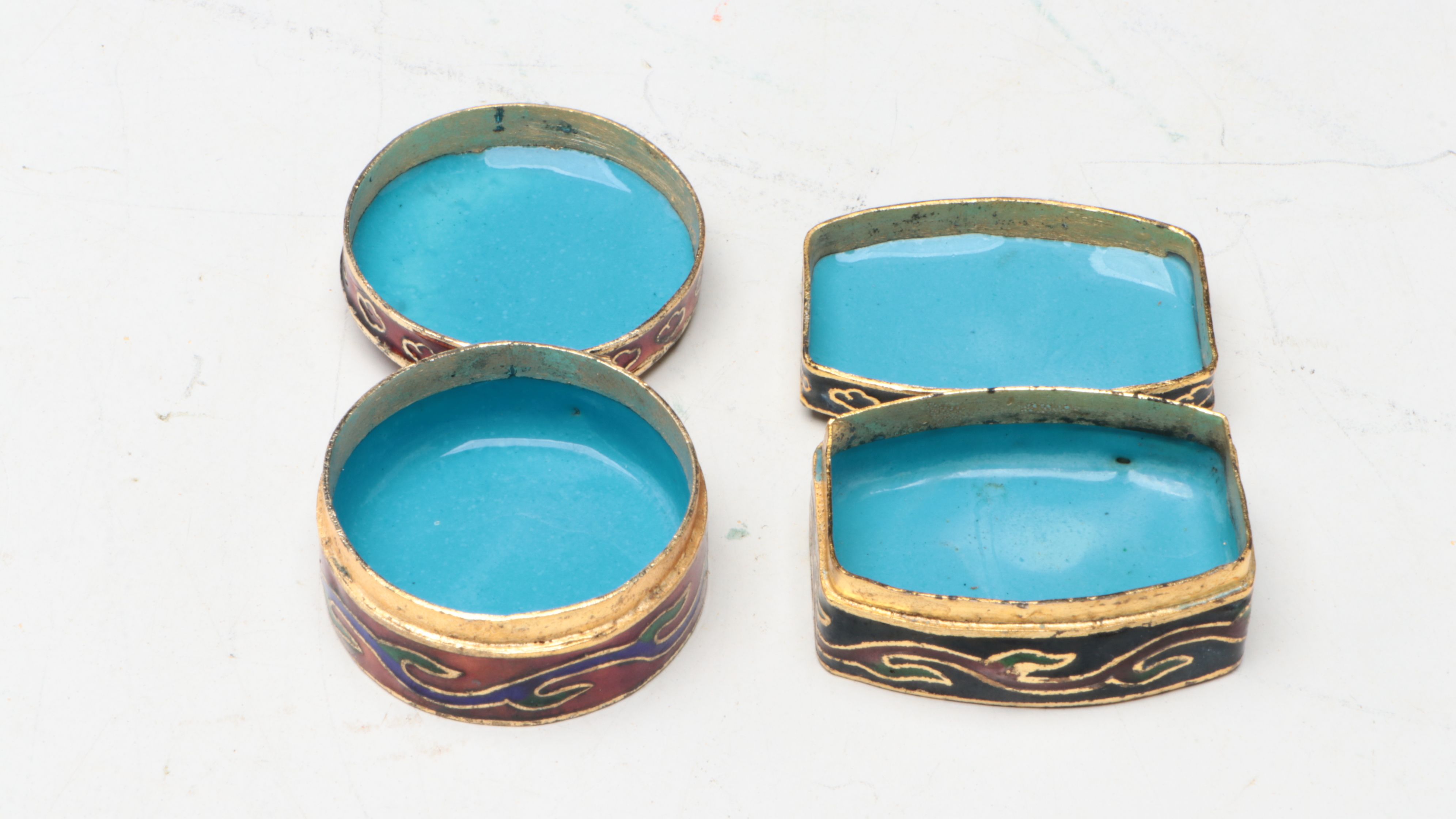 Ginbari Cloisonné Floral Enamelled Decorative Boxes