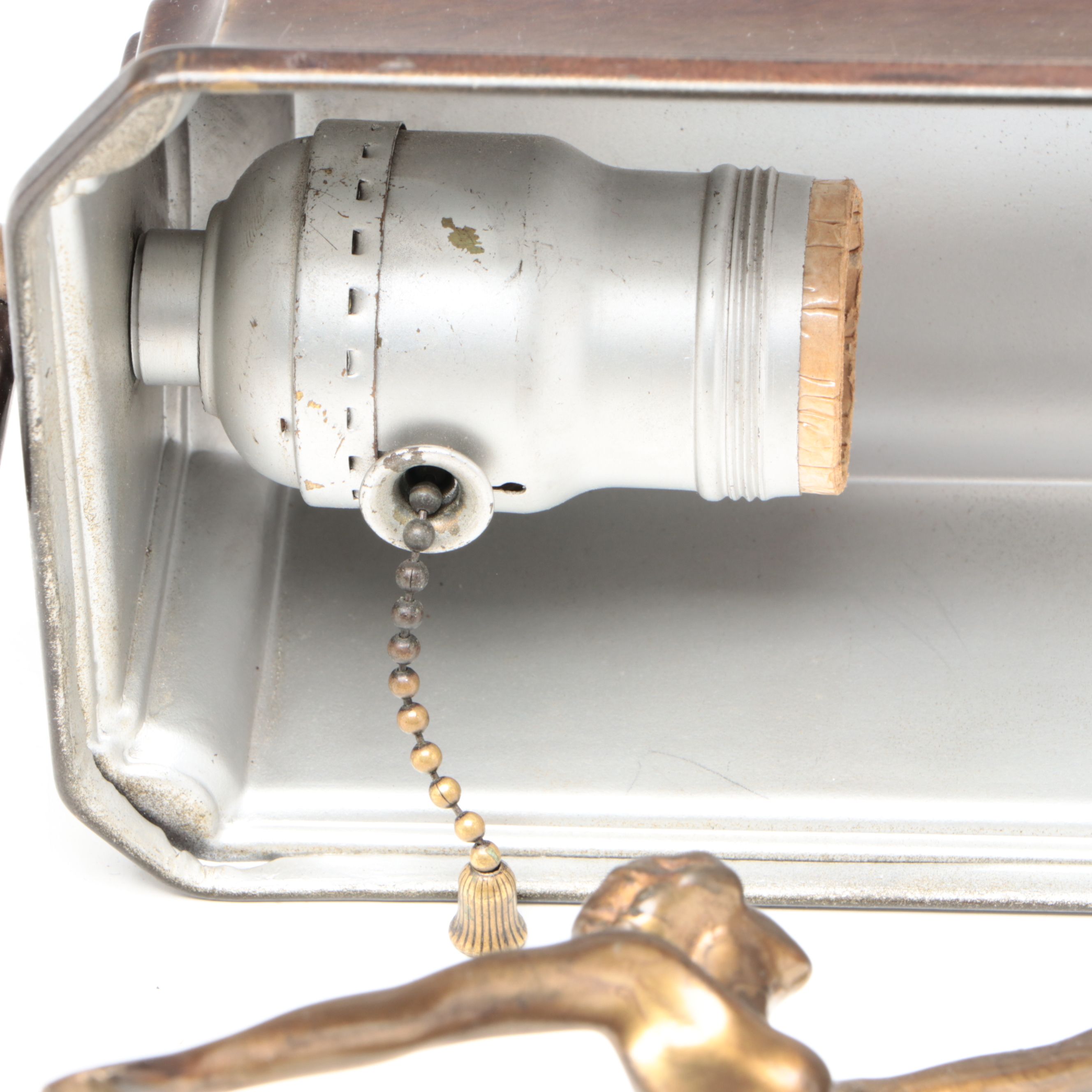 Art Deco Style Bronze Finish Metal Desk Lamp with Brass Figure of Nude Woman