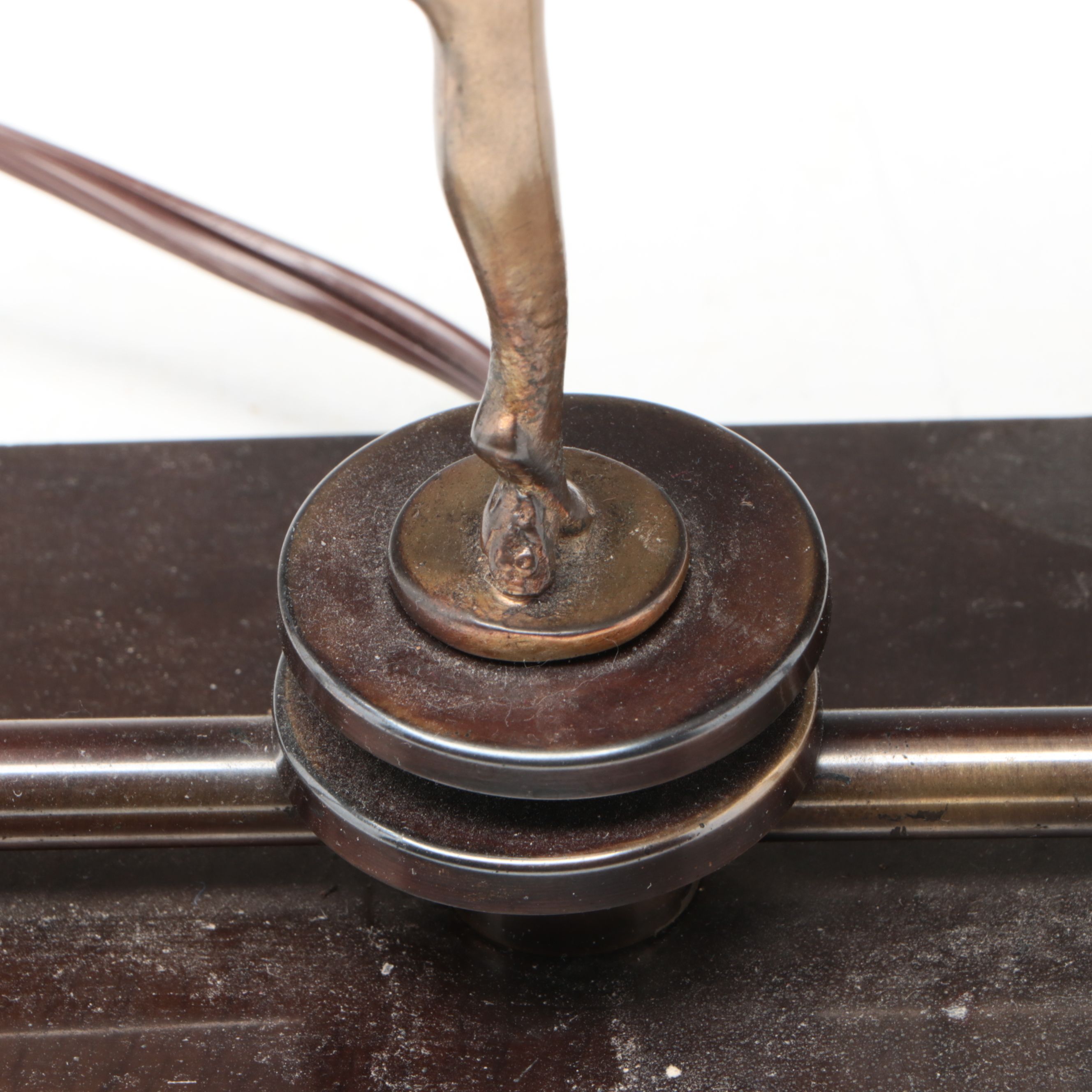 Art Deco Style Bronze Finish Metal Desk Lamp with Brass Figure of Nude Woman