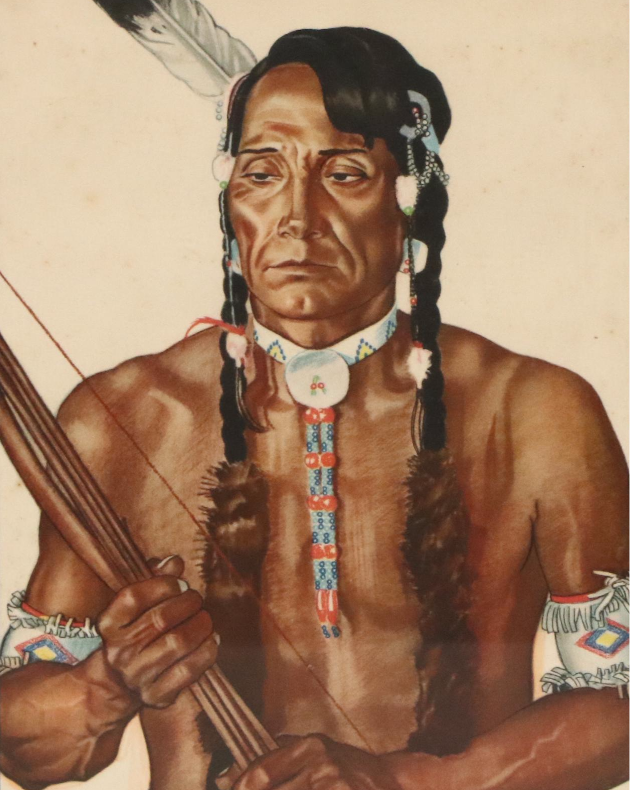 After Winold Reiss Indigenous American Portraits Color Halftones, Mid-Century