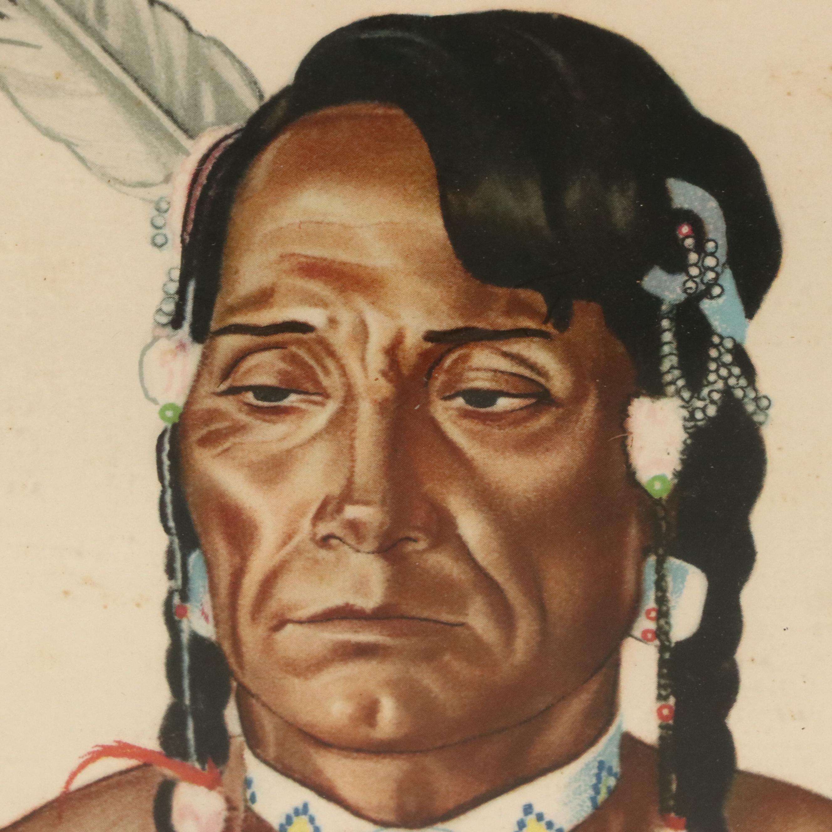 After Winold Reiss Indigenous American Portraits Color Halftones, Mid-Century