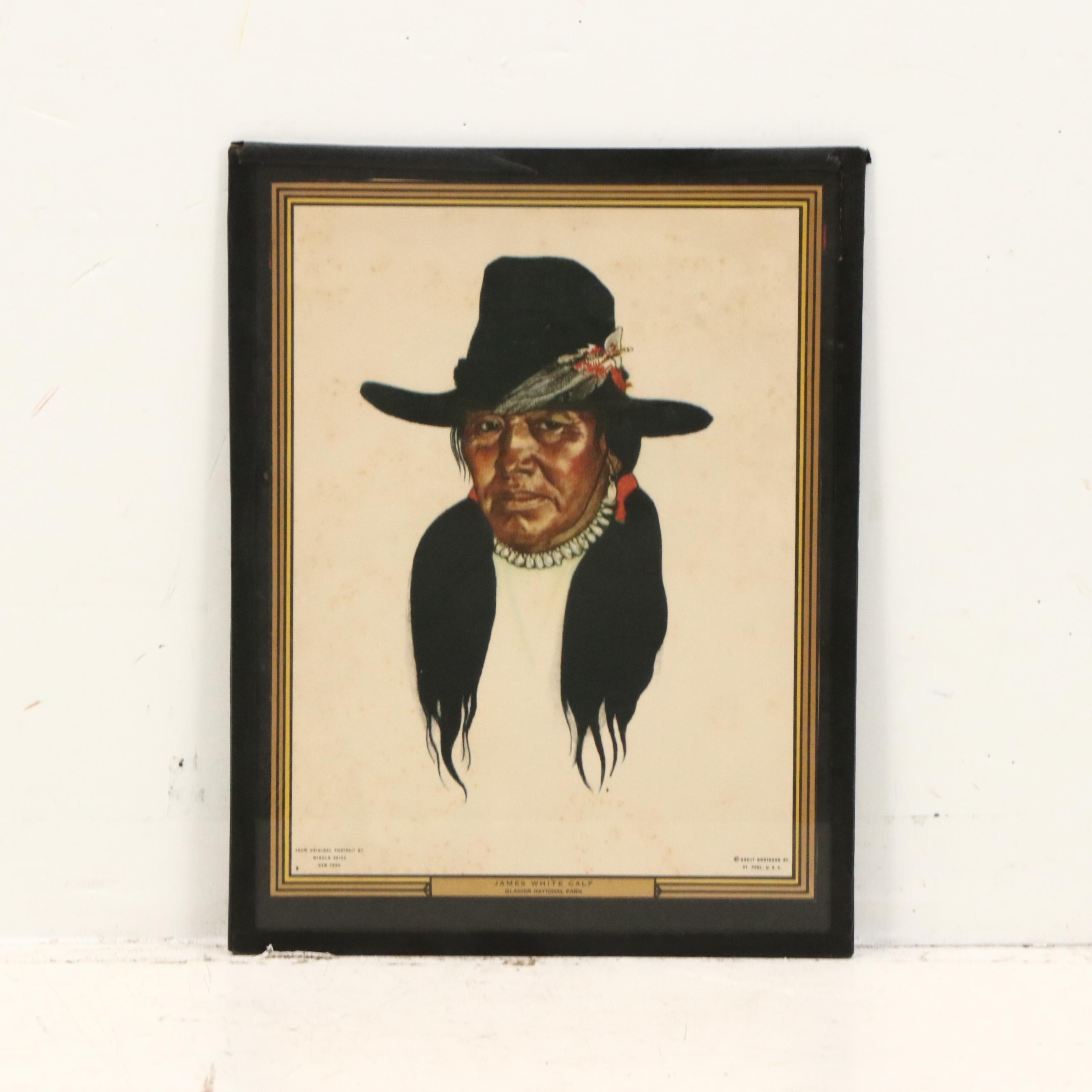 After Winold Reiss Indigenous American Portraits Color Halftones, Mid-Century