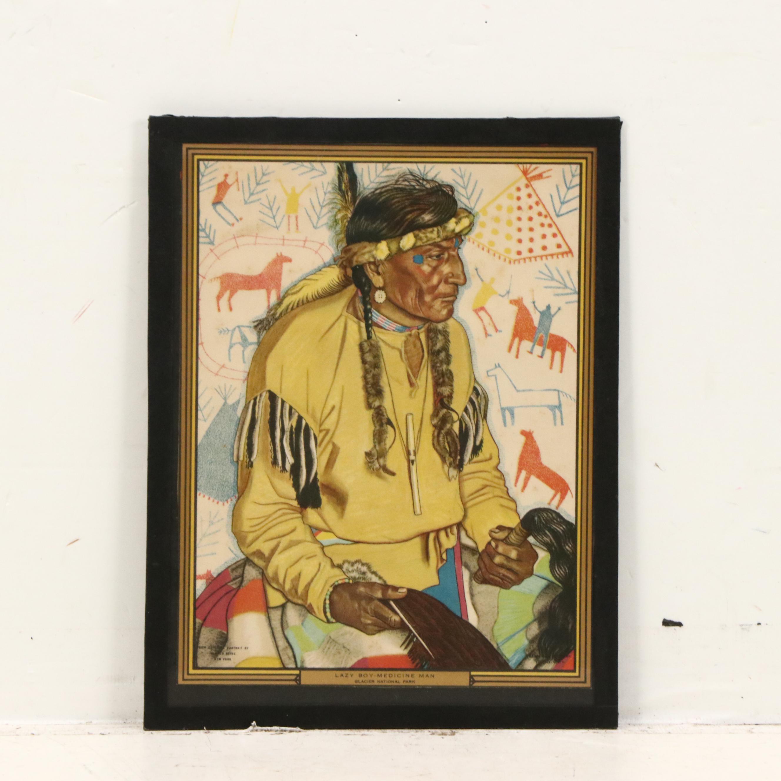 After Winold Reiss Indigenous American Portraits Color Halftones, Mid-Century