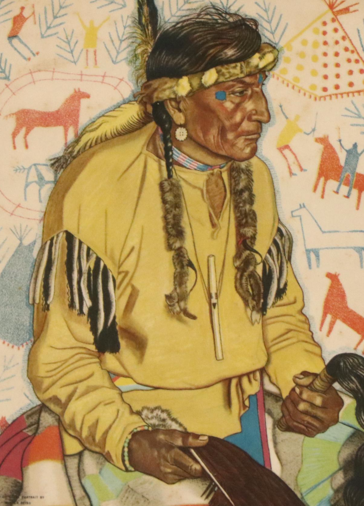 After Winold Reiss Indigenous American Portraits Color Halftones, Mid-Century