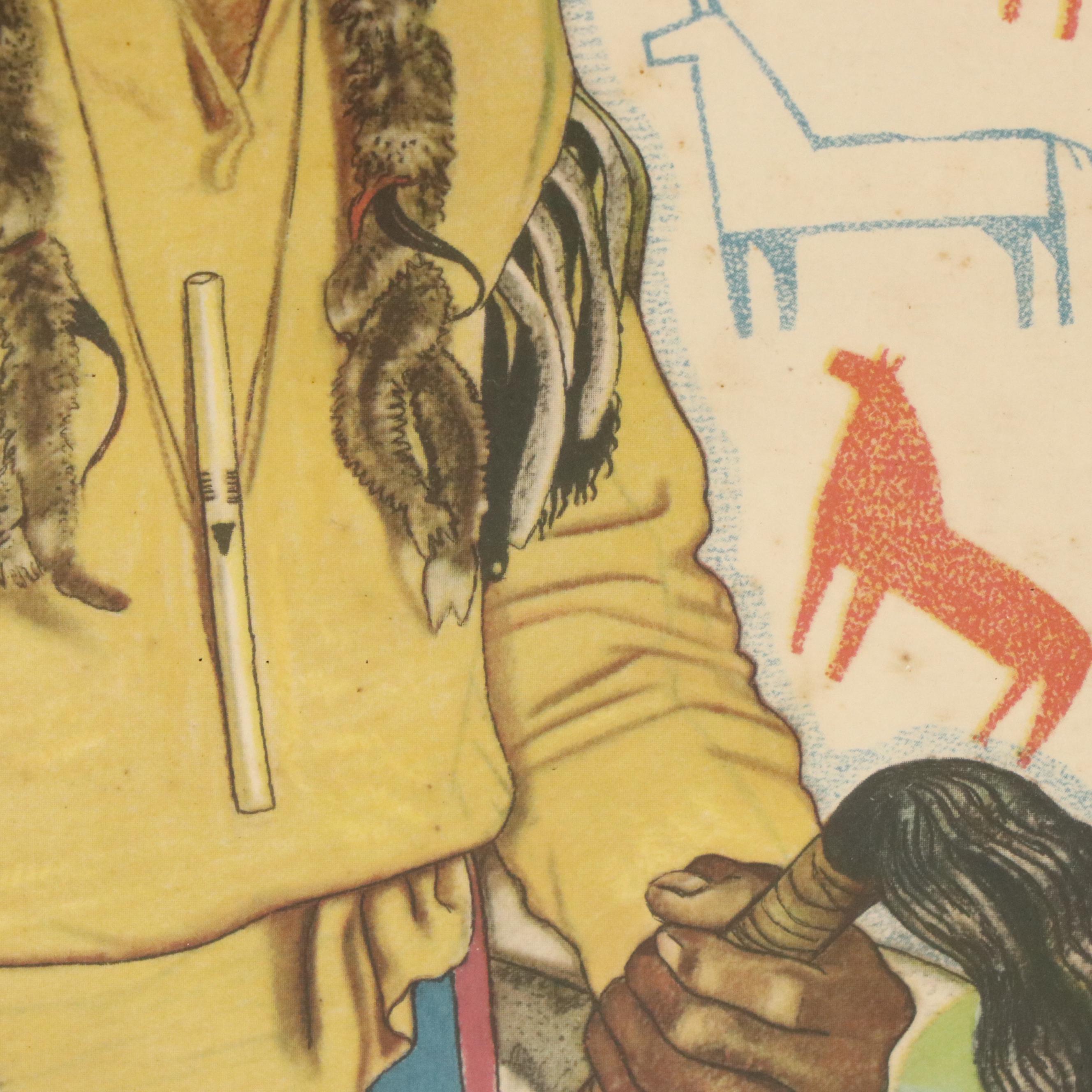 After Winold Reiss Indigenous American Portraits Color Halftones, Mid-Century